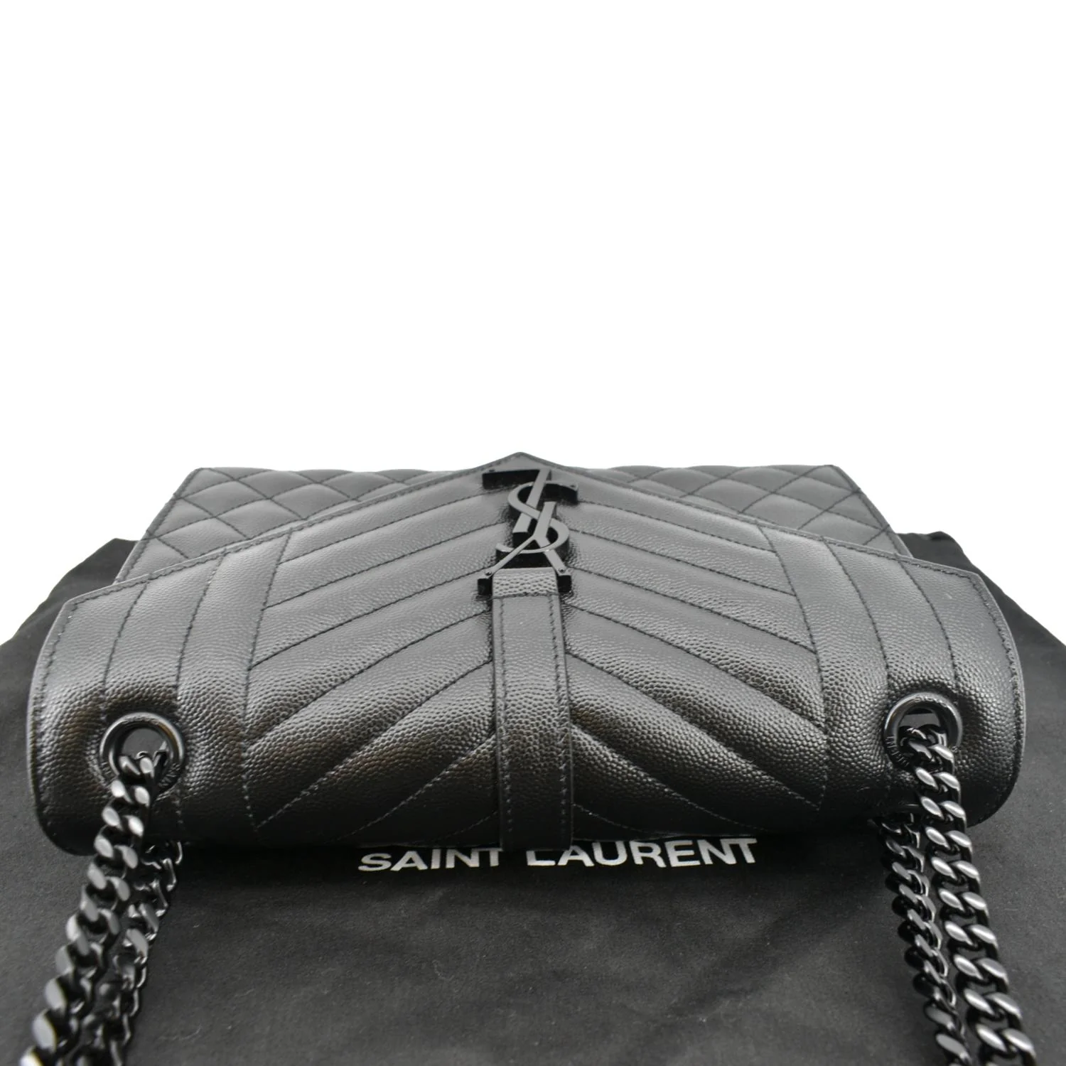 YVES SAINT LAURENT Medium Envelope Leather Chain Shoulder Bag Black - Image 4