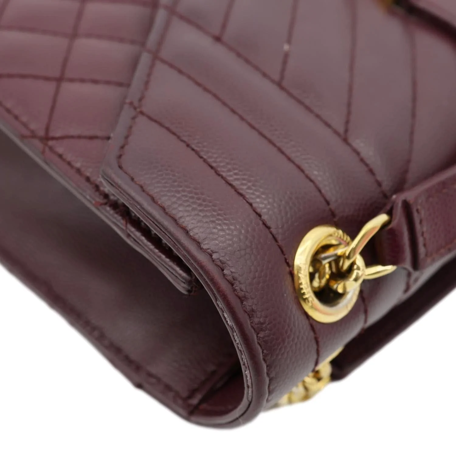 YVES SAINT LAURENT Envelope Flap Medium Grain De Poudre Crossbody Bag Burgundy - Image 5
