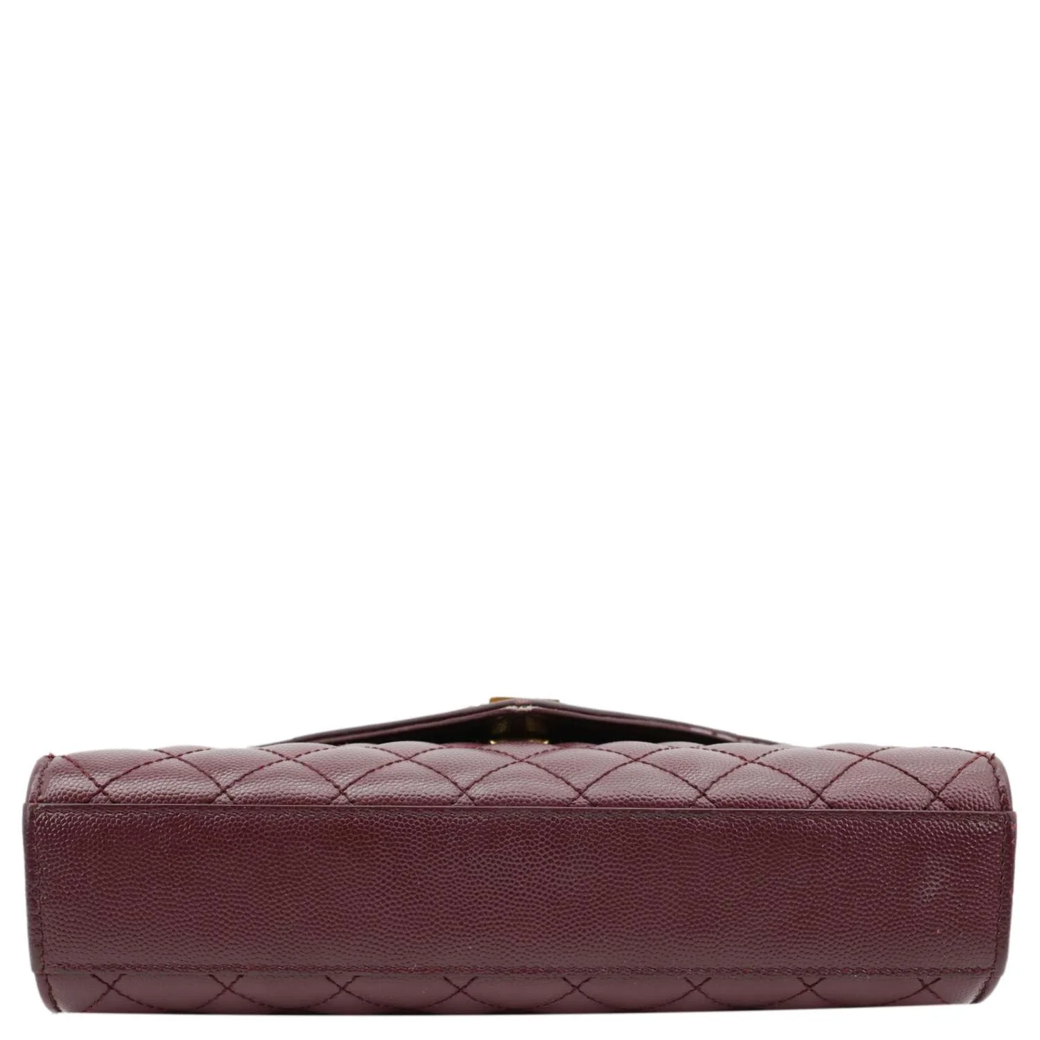 YVES SAINT LAURENT Envelope Flap Medium Grain De Poudre Crossbody Bag Burgundy - Image 9