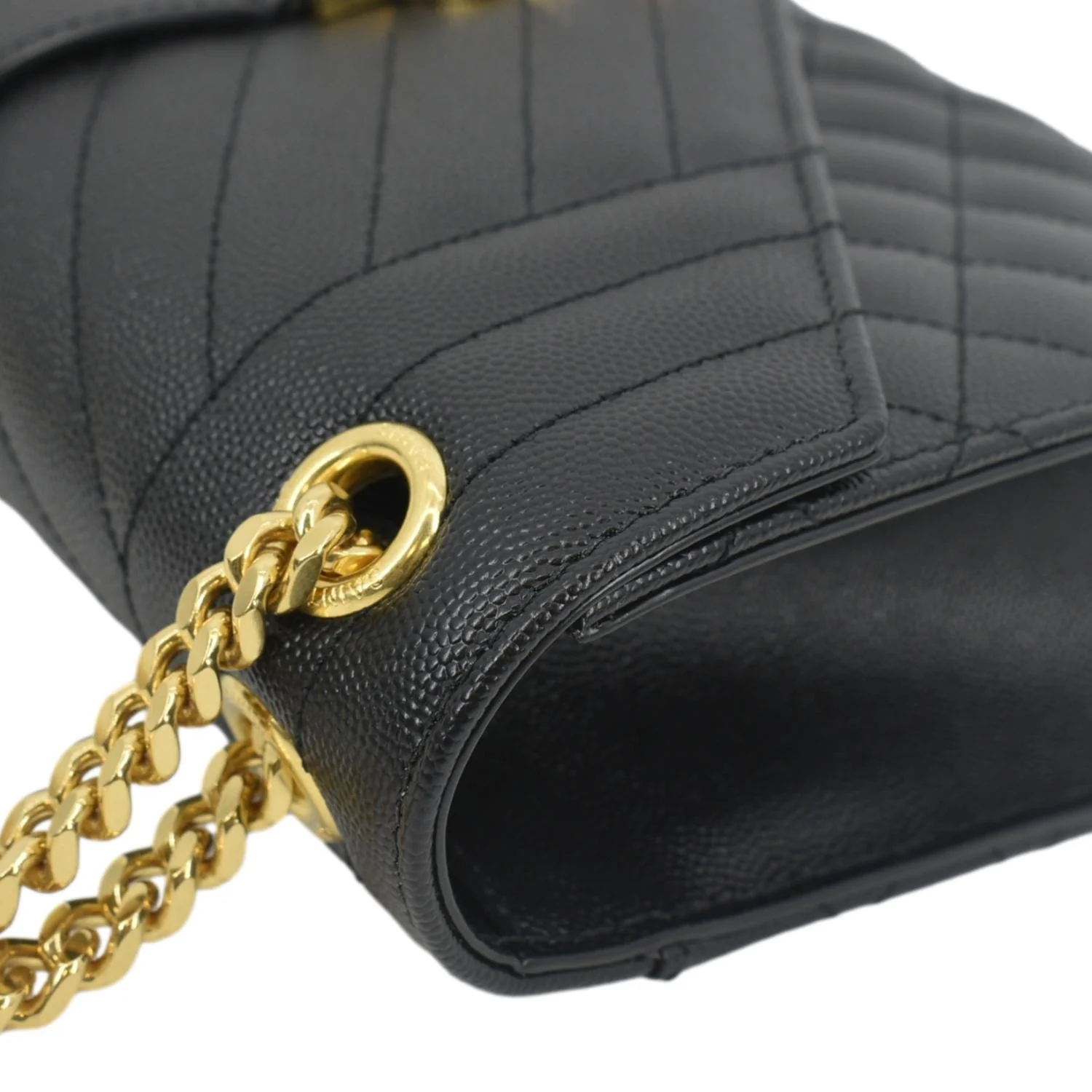 YVES SAINT LAURENT Small Envelope Matelassé Leather Shoulder Bag Black - Image 7