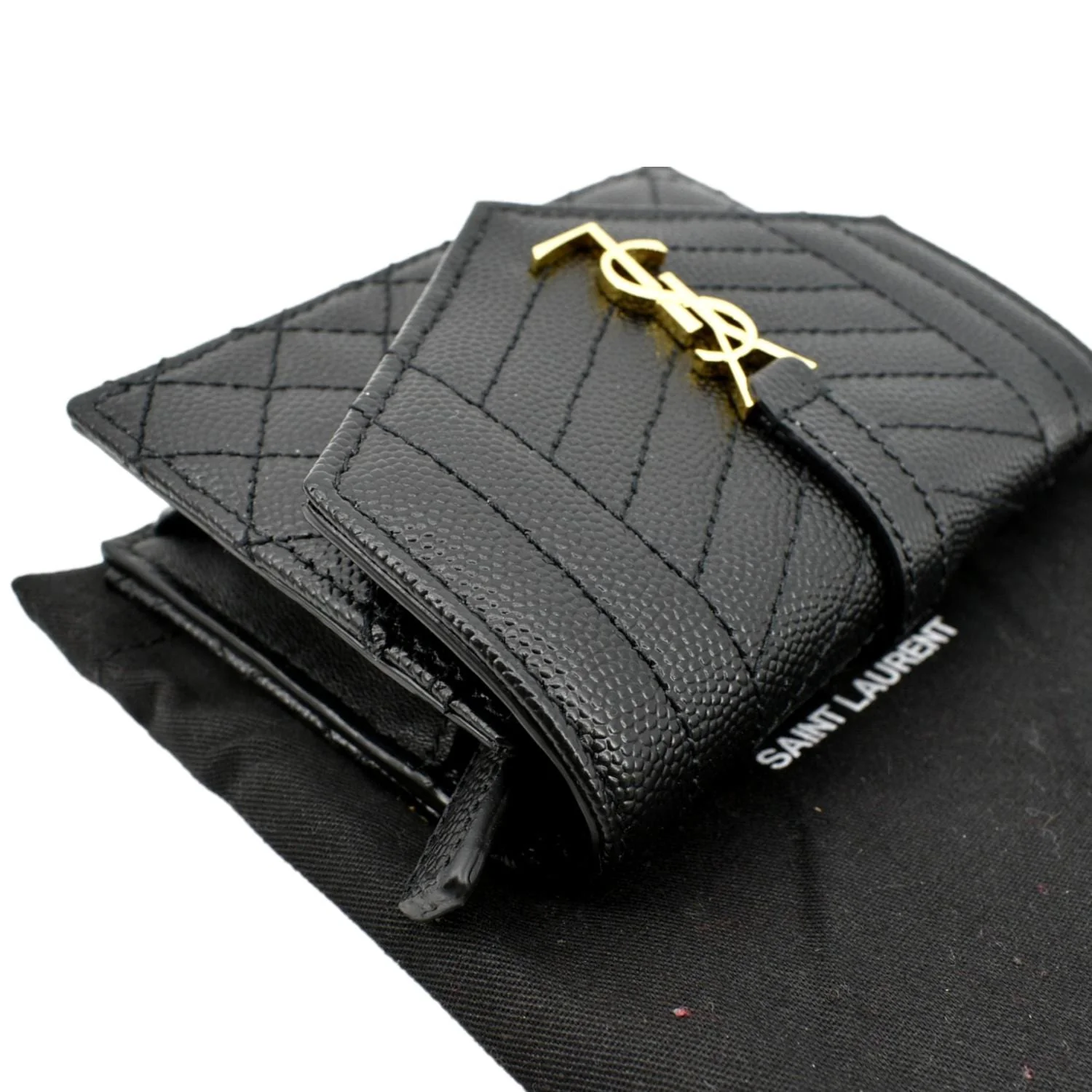 YVES SAINT LAURENT Gaby Small Envelope Quilted Leather Wallet Black - Image 5