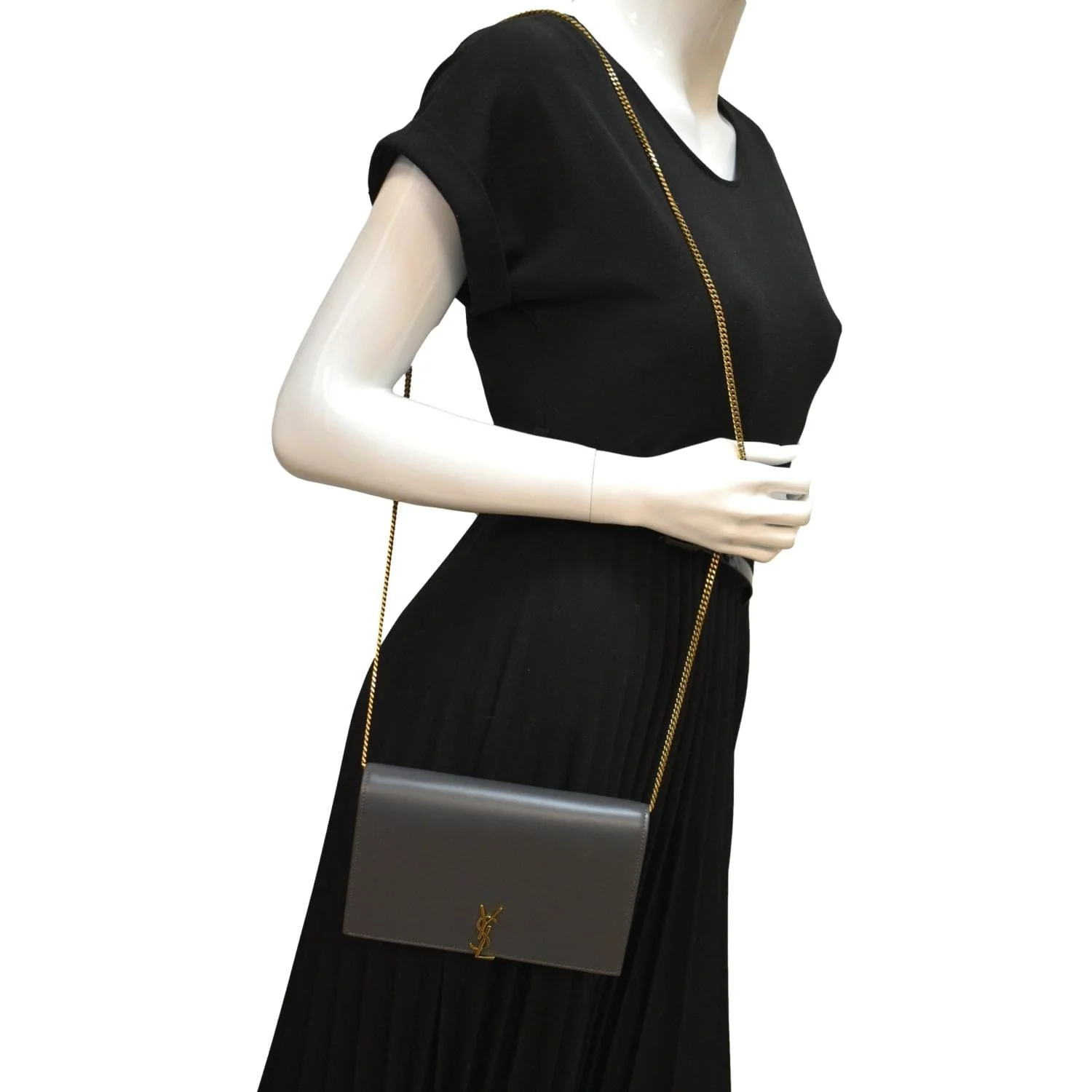 Yves Saint Laurent Flap Leather Shoulder Bag Light Gray- sold - Image 2