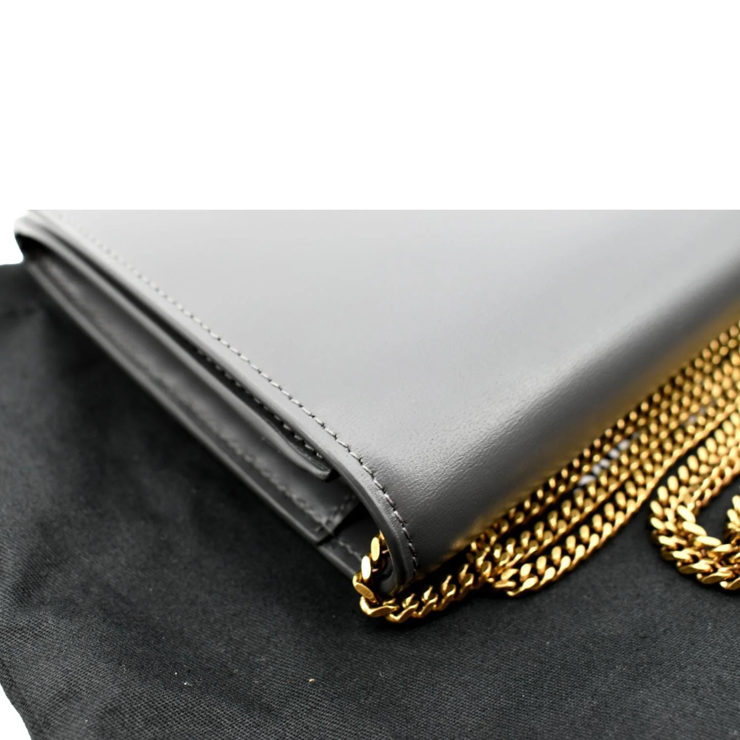 Yves Saint Laurent Flap Leather Shoulder Bag Light Gray- sold - Image 7