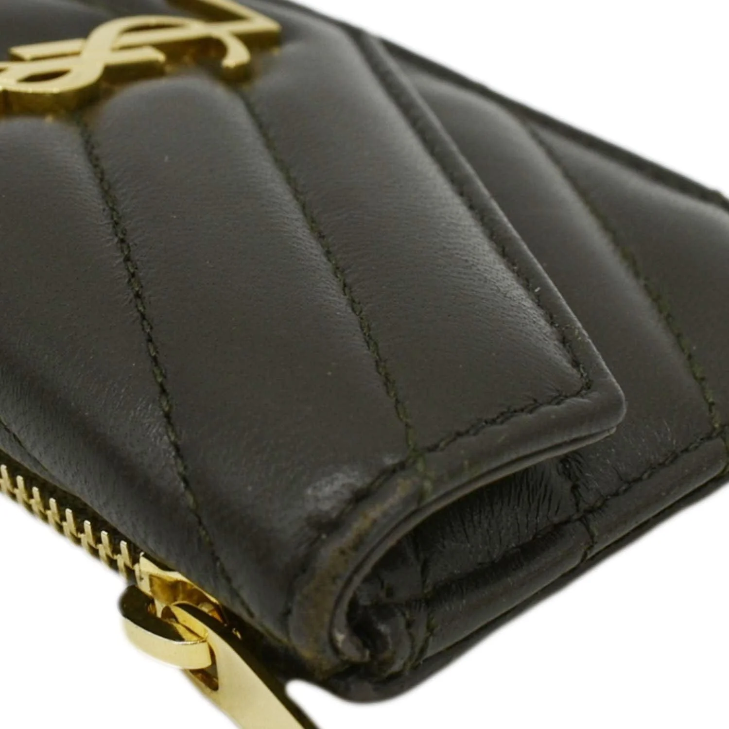 YVES SAINT LAURENT Cassandre Flap Leather Wallet Olive - Image 7