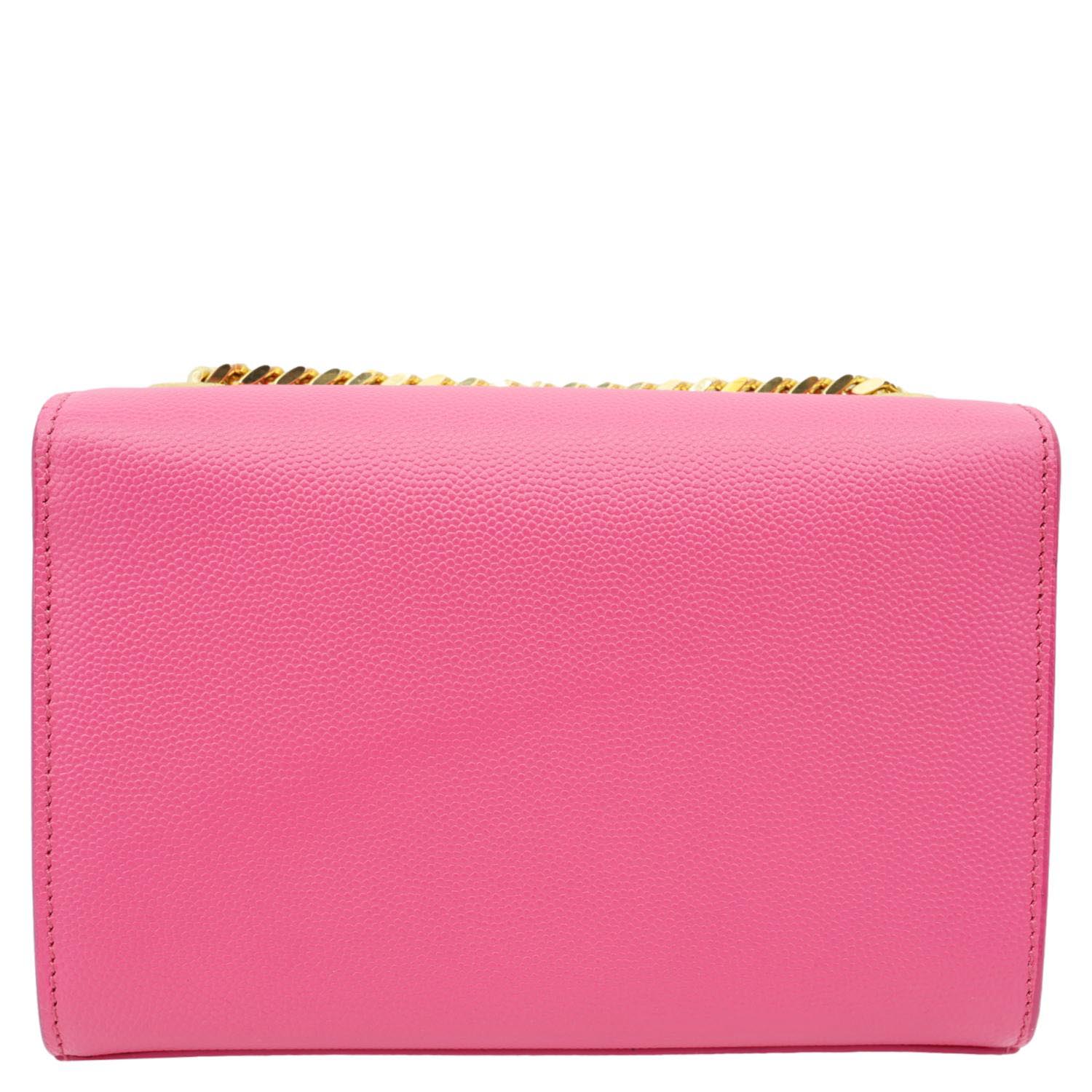 YVES SAINT LAURENT Kate Small Pebbled Leather Chain Crossbody Bag Pink - Image 12