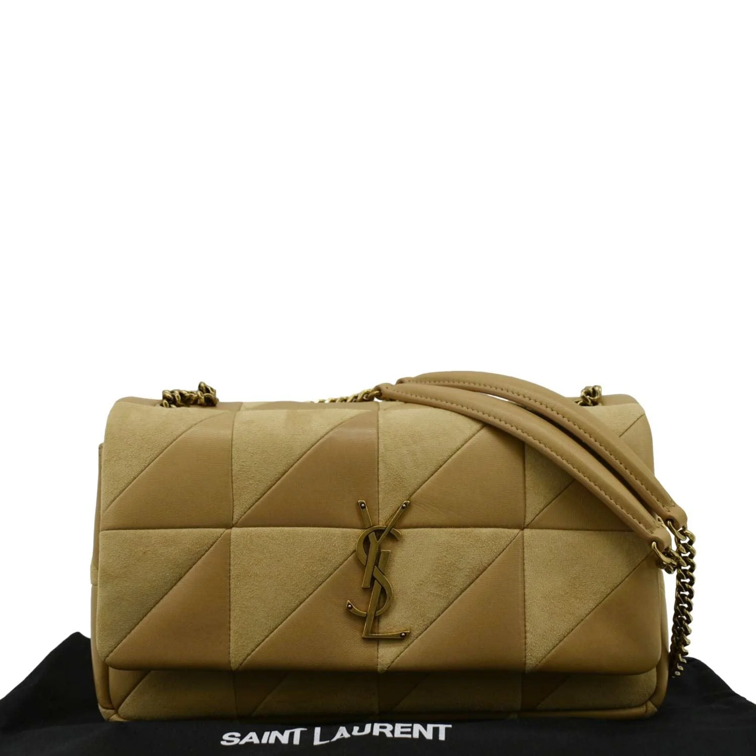 YVES SAINT LAURENT Jamie Suede Leather Shoulder Bag Cream - Image 3