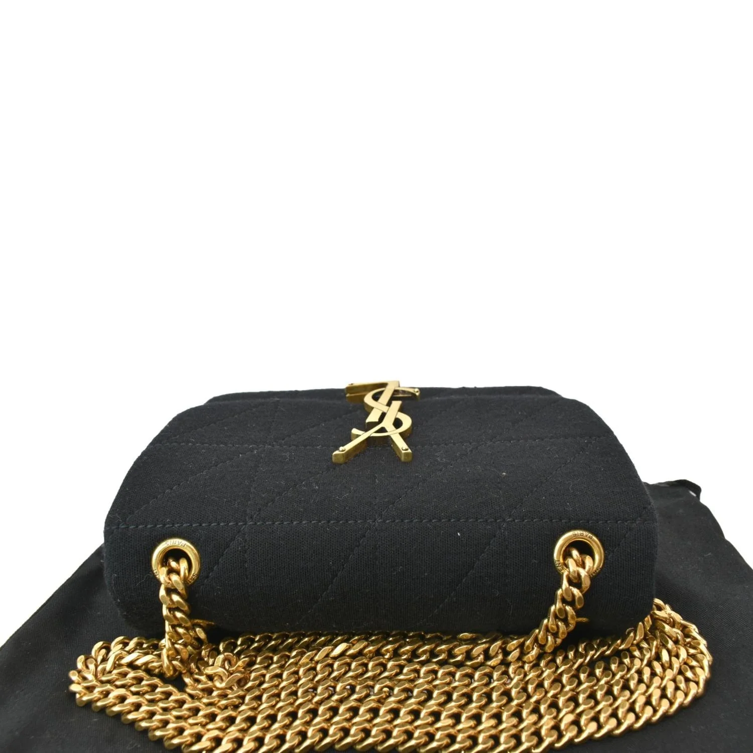YVES SAINT LAURENT Jamie Mini Carre Rive Gauche Wool Chain Bag Black - Image 4