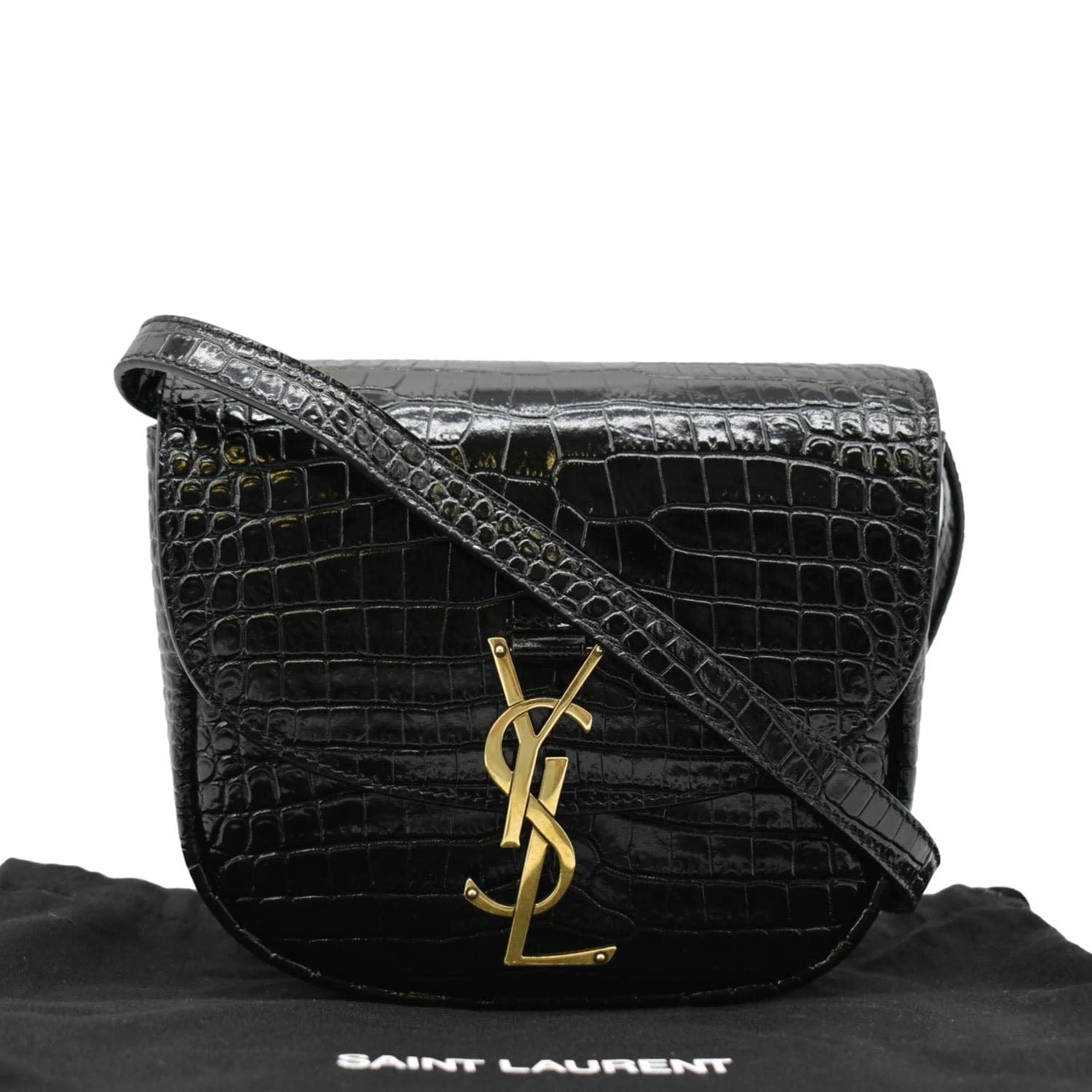 YVES SAINT LAURENT Kaia Small  Embossed Leather Satchel Bag Black - Image 3