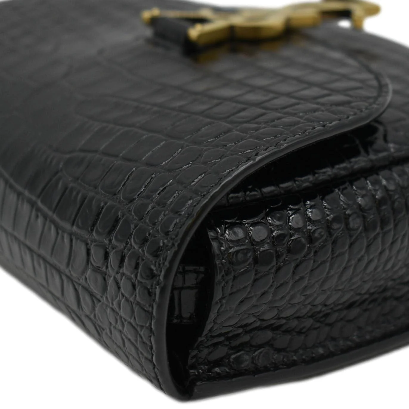 YVES SAINT LAURENT Kaia Small  Embossed Leather Satchel Bag Black - Image 7