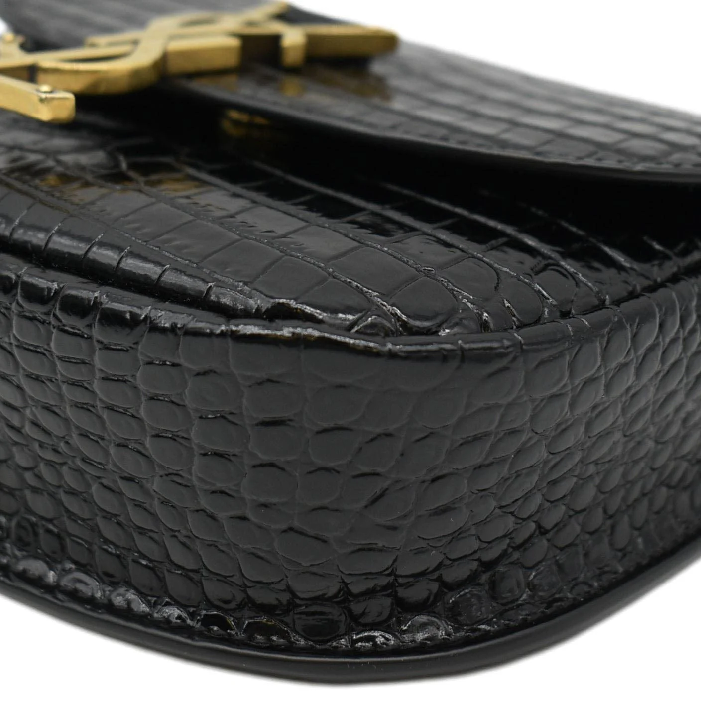 YVES SAINT LAURENT Kaia Small  Embossed Leather Satchel Bag Black - Image 8