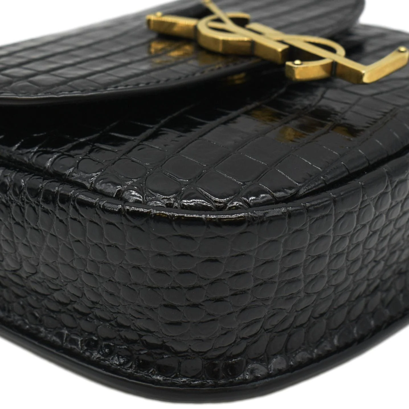 YVES SAINT LAURENT Kaia Small  Embossed Leather Satchel Bag Black - Image 9