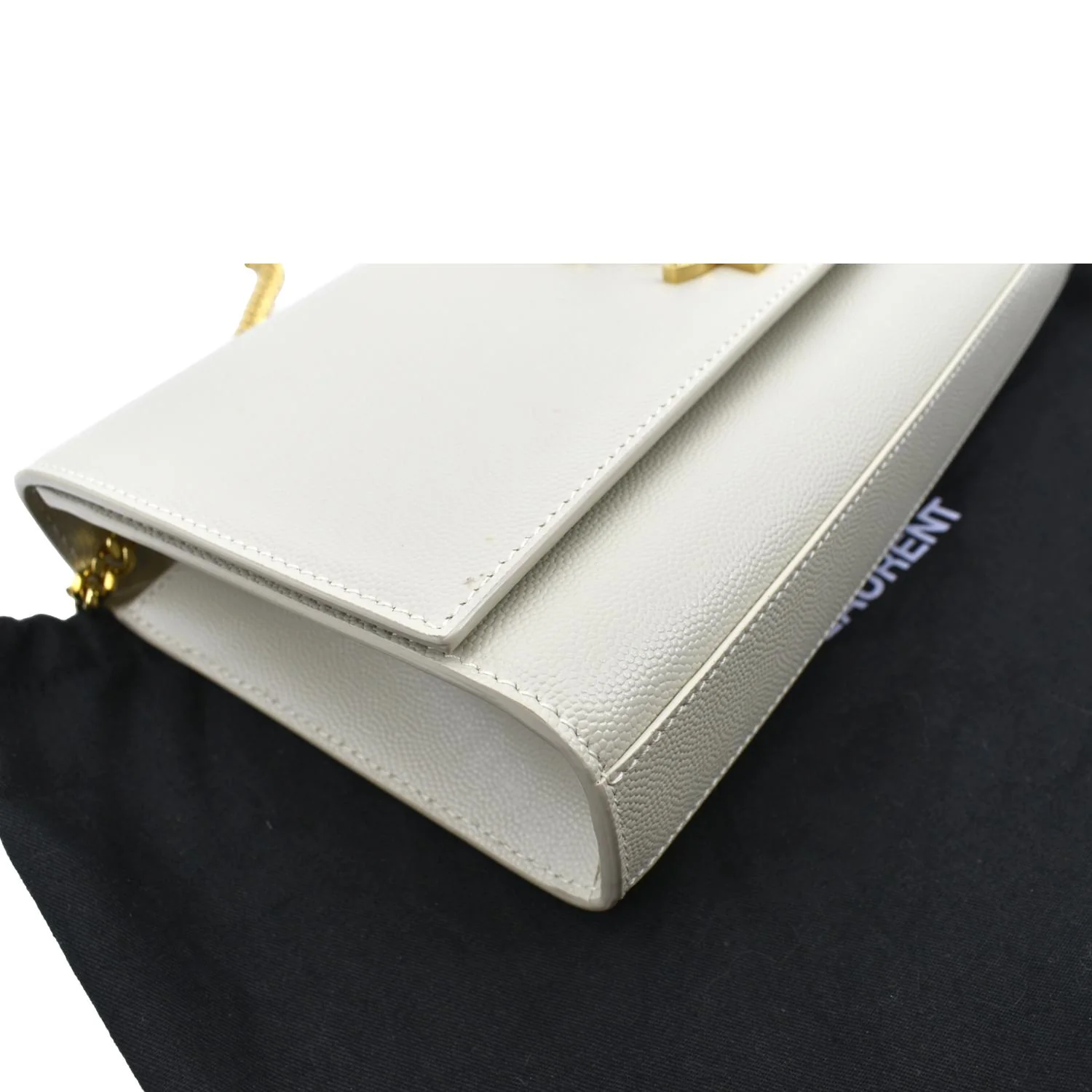 YVES SAINT LAURENT Kate Grain De Poudre Leather Shoulder Bag Ivory - Image 9