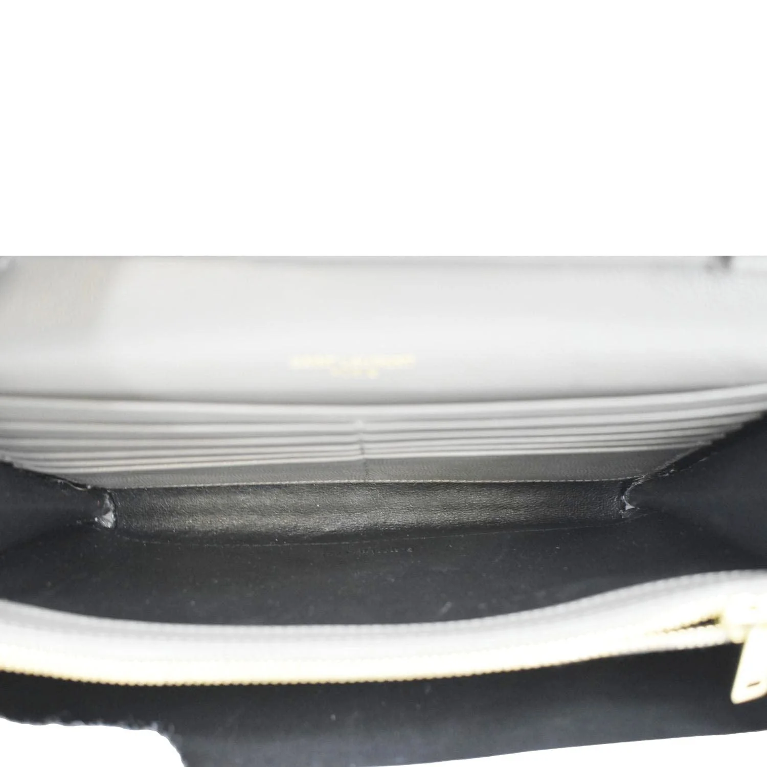 YVES SAINT LAURENT Kate Leather Chain Clutch Crossbody Bag Grey - Image 11
