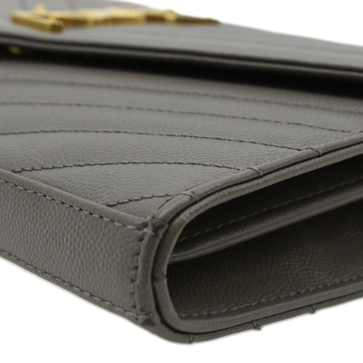 YVES SAINT LAURENT Kate Leather Chain Clutch Crossbody Bag Grey - Image 7