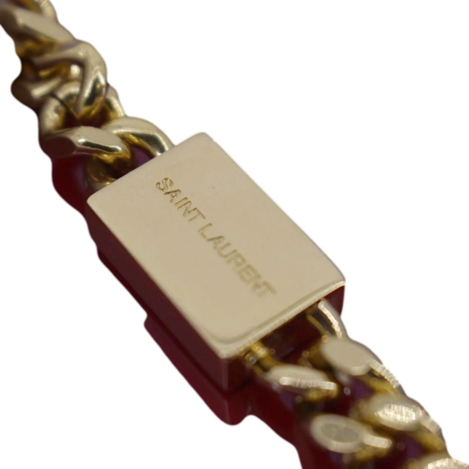 YVES SAINT LAURENT Kate Leather Chain Clutch Crossbody Bag Red - Image 15