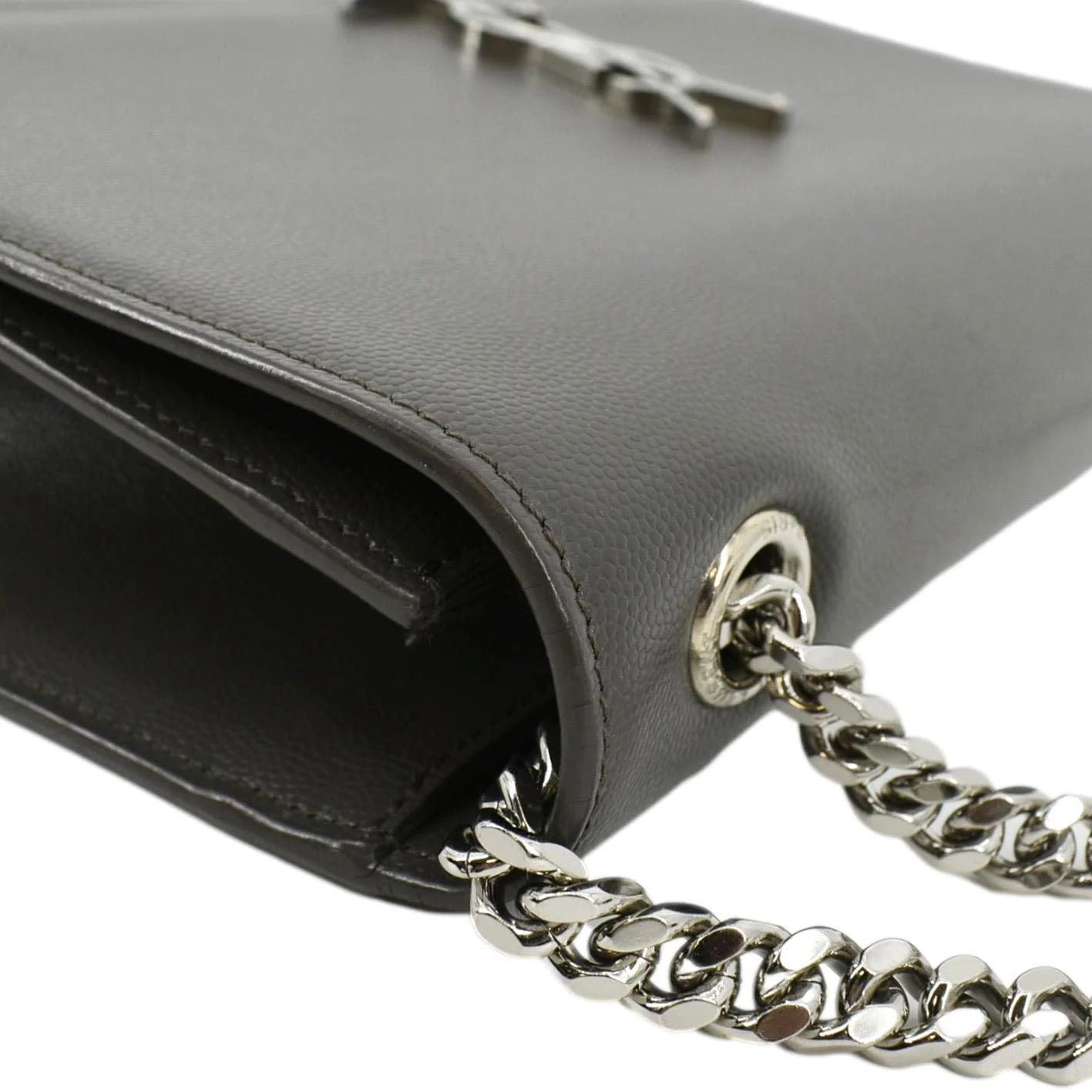 YVES SAINT LAURENT Kate Leather Shoulder Bag Gray - Image 6