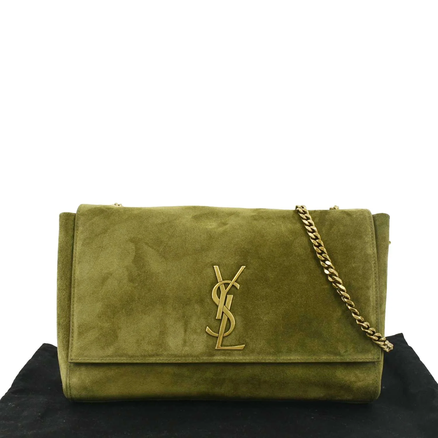 YVES SAINT LAURENT Kate Reversible Suede Shoulder Bag Grassy Green - Image 3