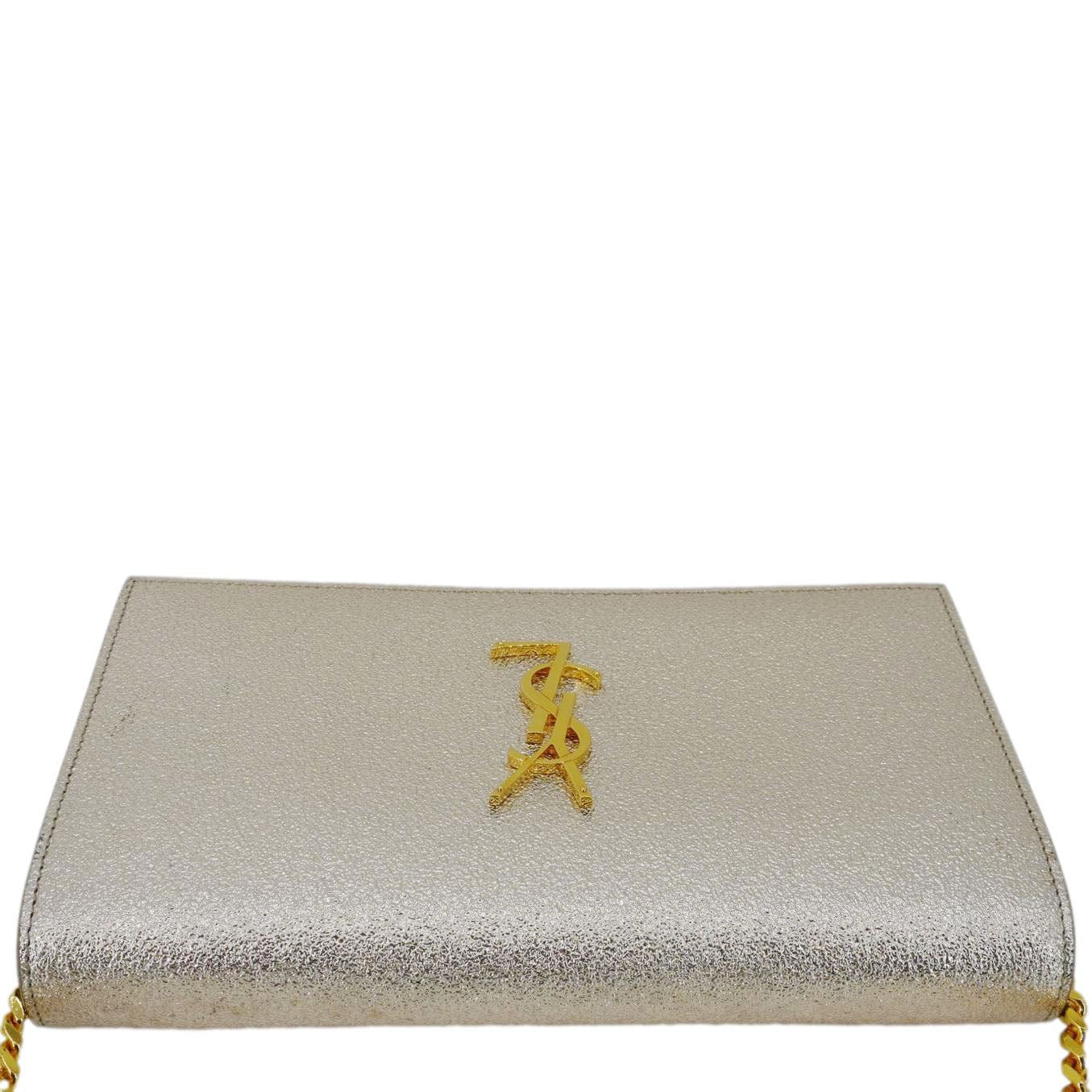 YVES SAINT LAURENT Kate Small Metallic Leather Crossbody Bag Silver - Image 5