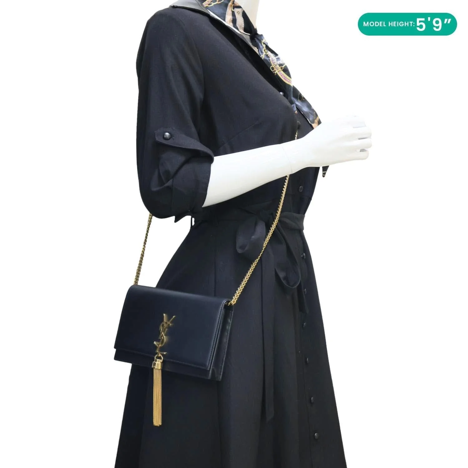 YVES SAINT LAURENT Kate Tassel Smooth Calfskin Leather Chain Crossbody Bag Black - Image 2