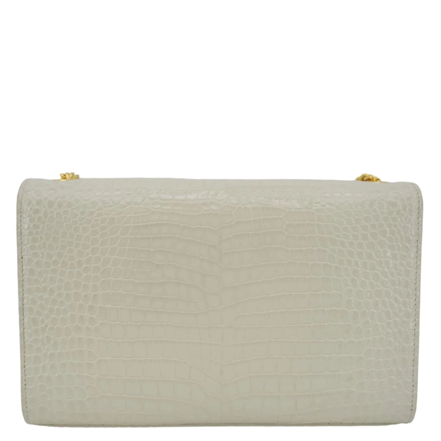 YVES SAINT LAURENT Kate Tassel Medium Crocodile Embossed Leather Crossbody Bag White - Image 4