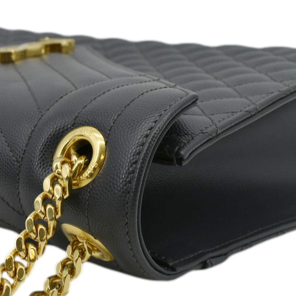 YVES SAINT LAURENT Large Envelope Chevron Leather Shoulder Bag Dark Grey - Image 6