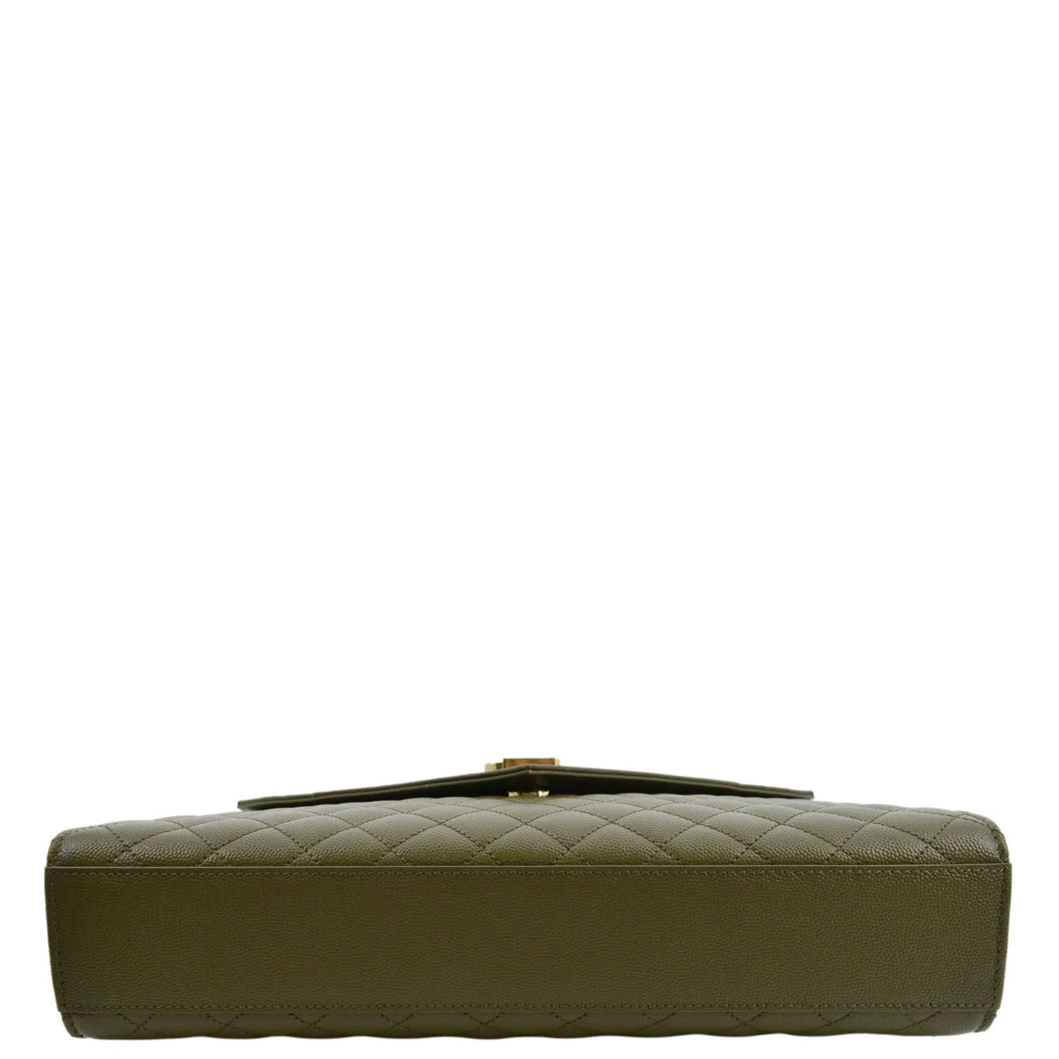 YVES SAINT LAURENT Large Envelope Flap Matelasse Leather Shoulder Bag Khaki Green - Image 10