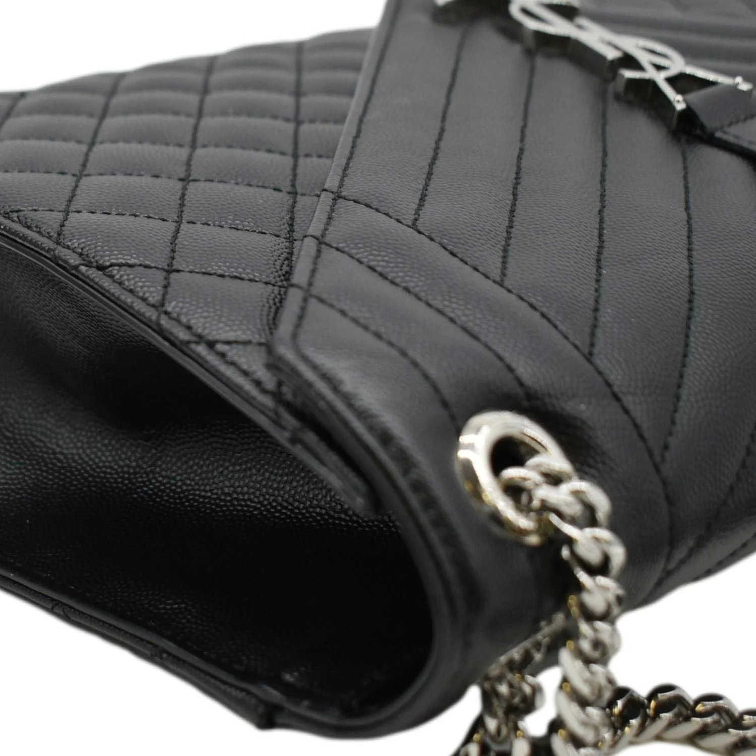 YVES SAINT LAURENT Large Envelope Mix Matelasse Leather Chain Shoulder Bag Black - Image 6