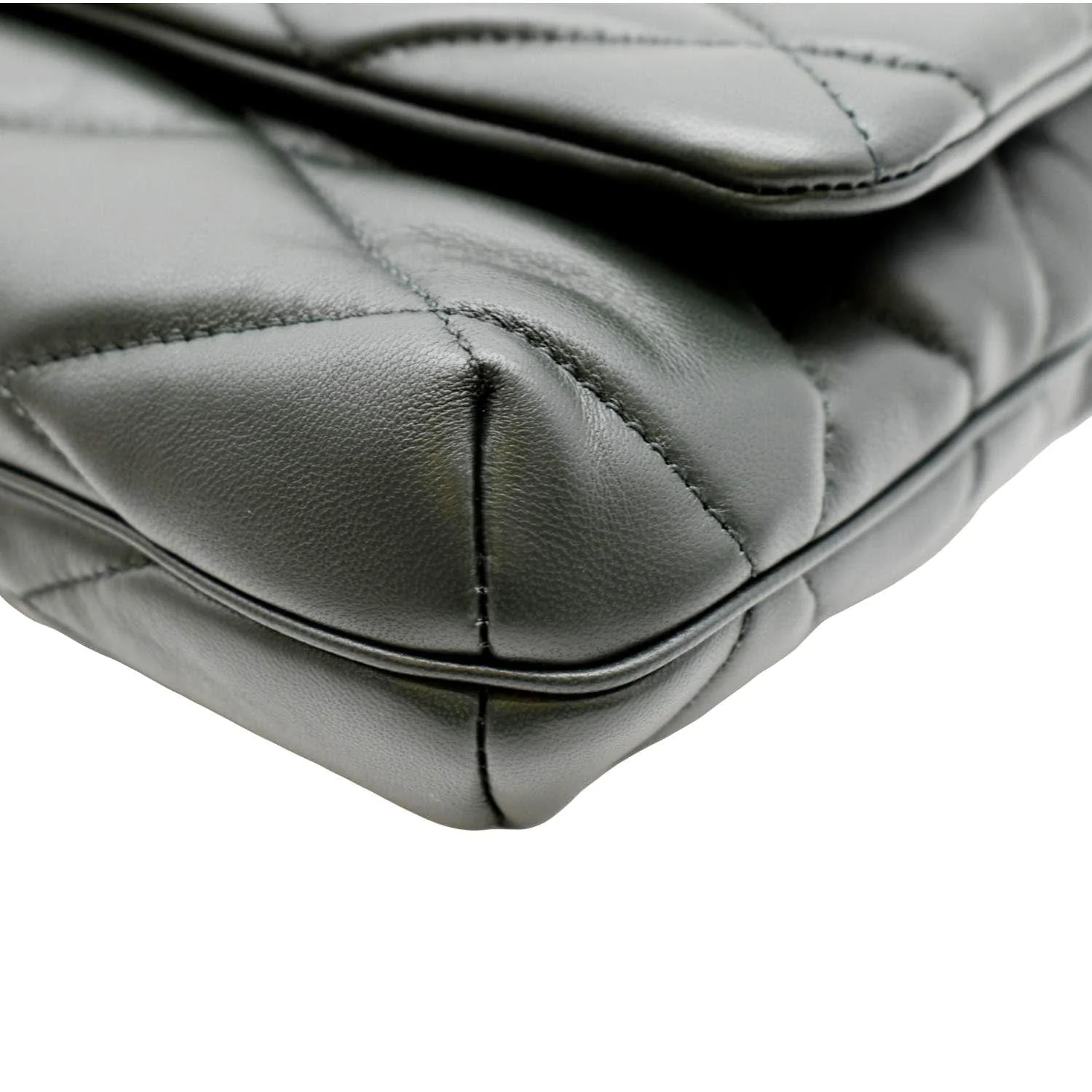YVES SAINT LAURENT LE 57 Quilted Lambskin Leather Hobo Bag Green - Image 8