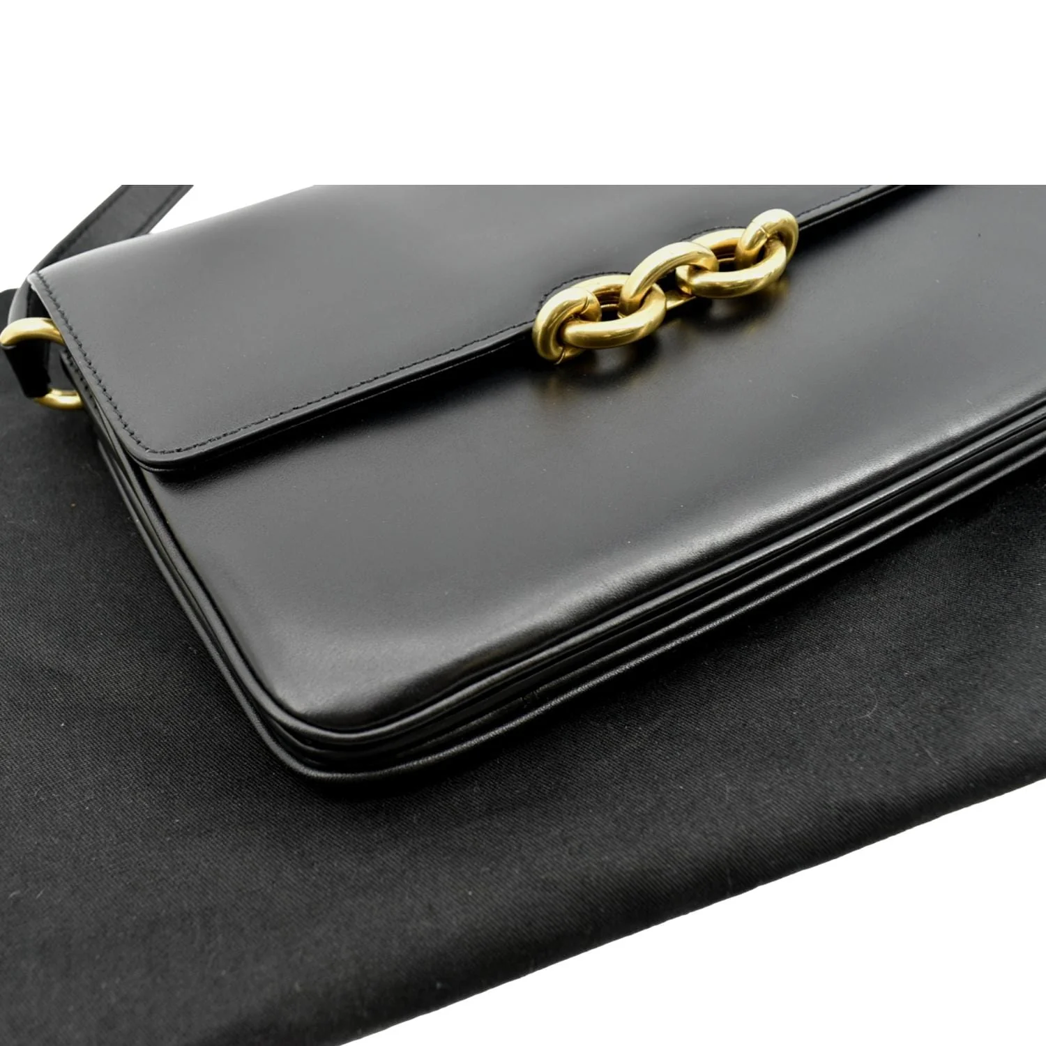 YVES SAINT LAURENT Le Maillon Smooth Leather Shoulder Bag Black - Image 10