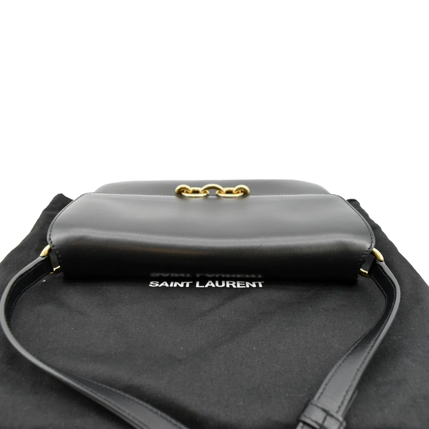 YVES SAINT LAURENT Le Maillon Smooth Leather Shoulder Bag Black - Image 5