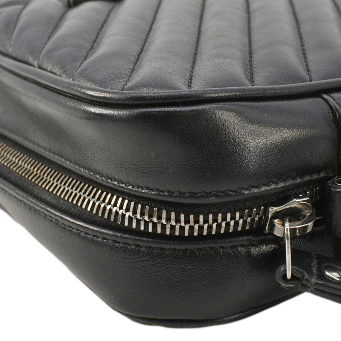 YVES SAINT LAURENT Lou Camera Chevron Leather Crossbody Bag Black - Image 6