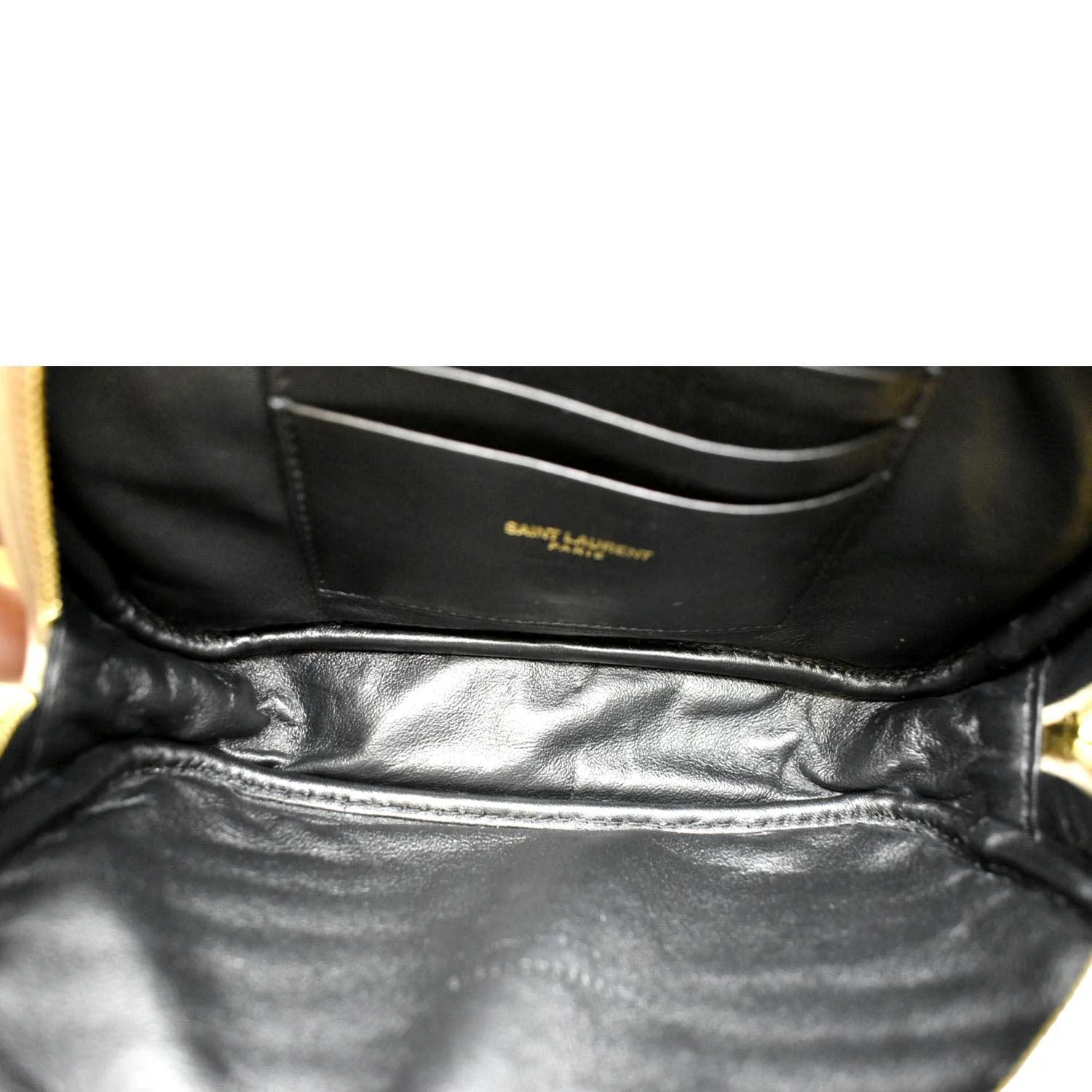 YVES SAINT LAURENT Lou Chevron Leather Camera Crossbody Bag Beige - Image 10