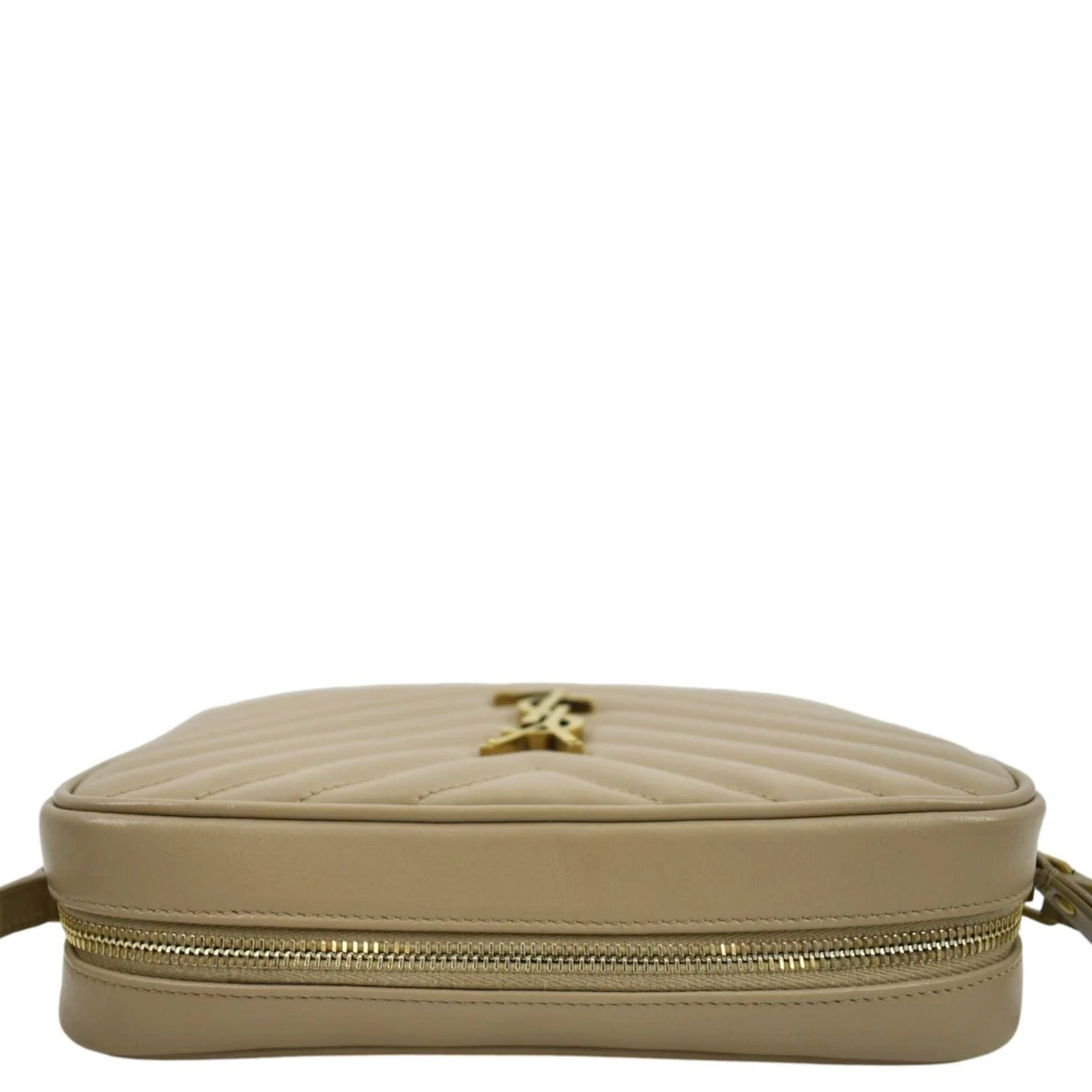 YVES SAINT LAURENT Lou Chevron Leather Camera Crossbody Bag Beige - Image 4