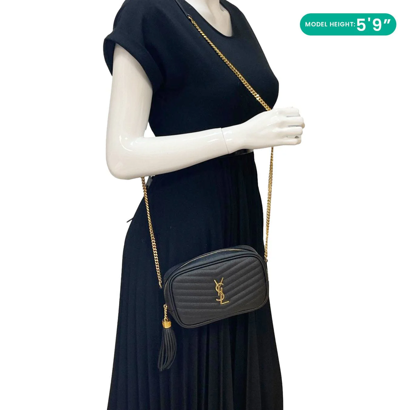 YVES SAINT LAURENT Lou Chevron Leather Camera Bag Black - Image 2