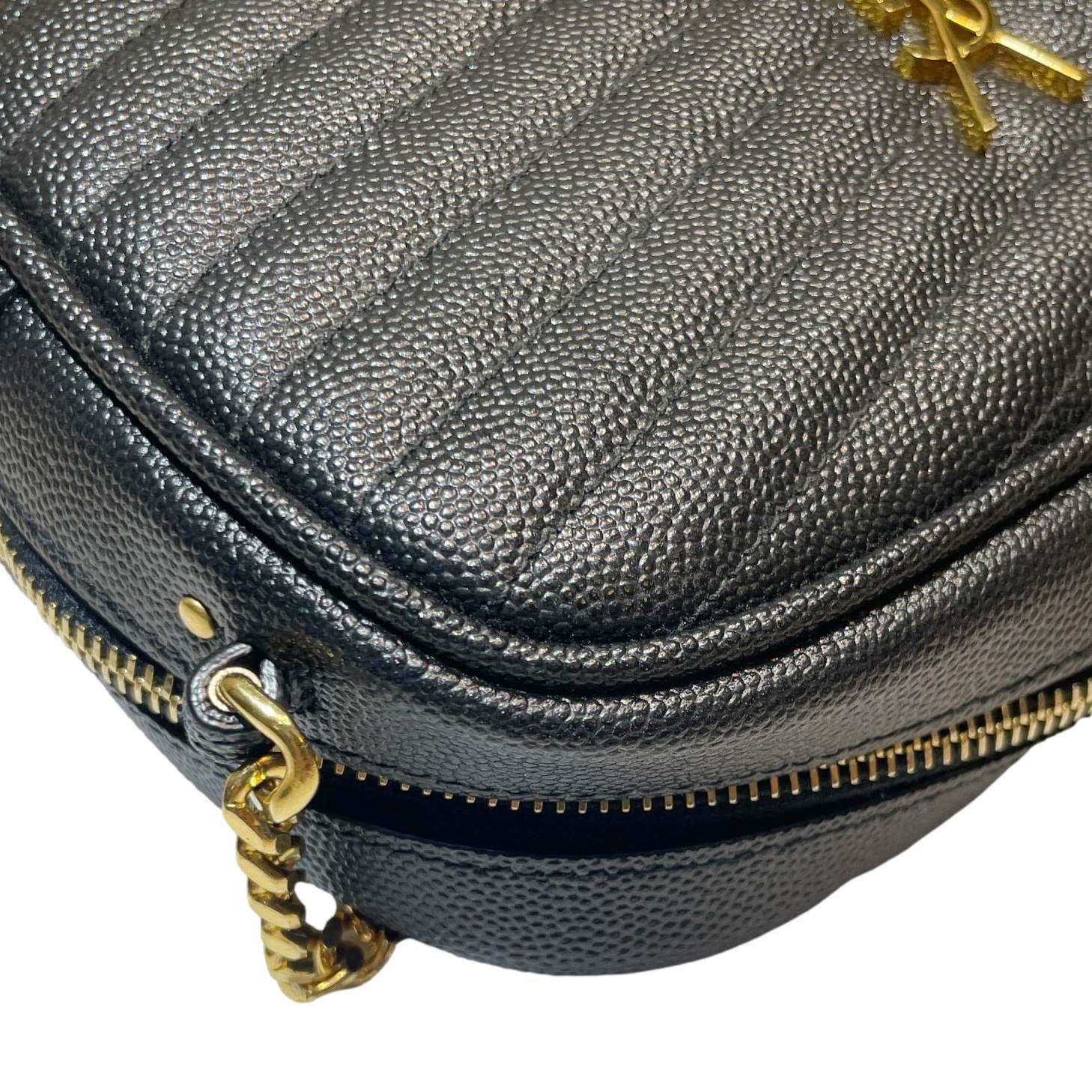 YVES SAINT LAURENT Lou Chevron Leather Camera Bag Black - Image 9