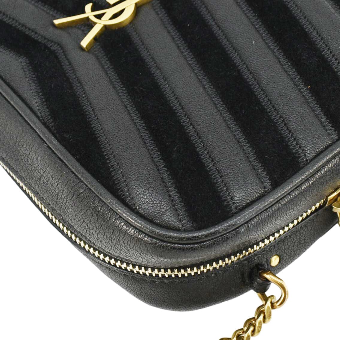 YVES SAINT LAURENT Lou Camera Chevron Leather Crossbody Bag Black - Image 9
