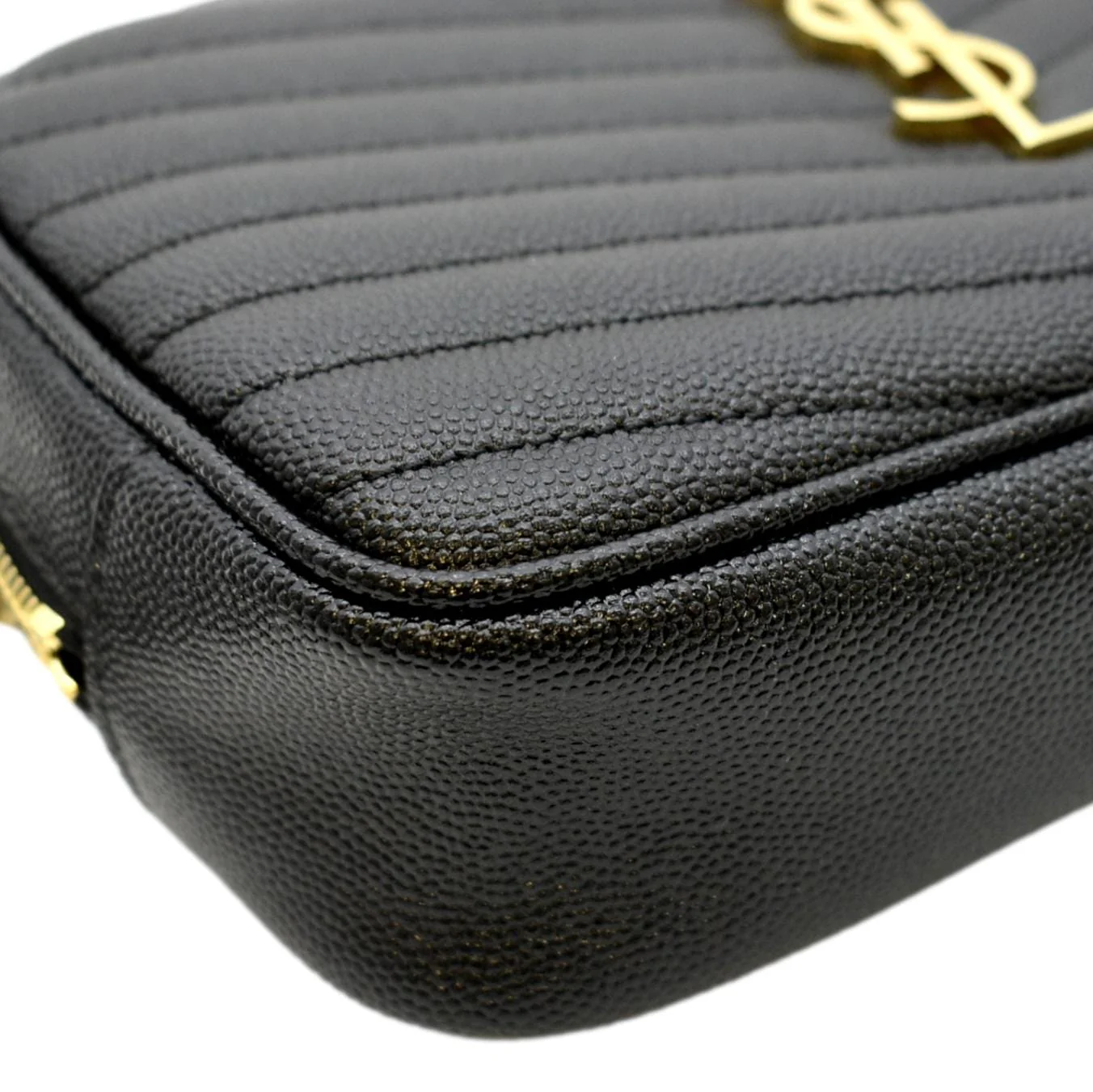 YVES SAINT LAURENT Lou Chevron Leather Camera Crossbody Bag Black - Image 7