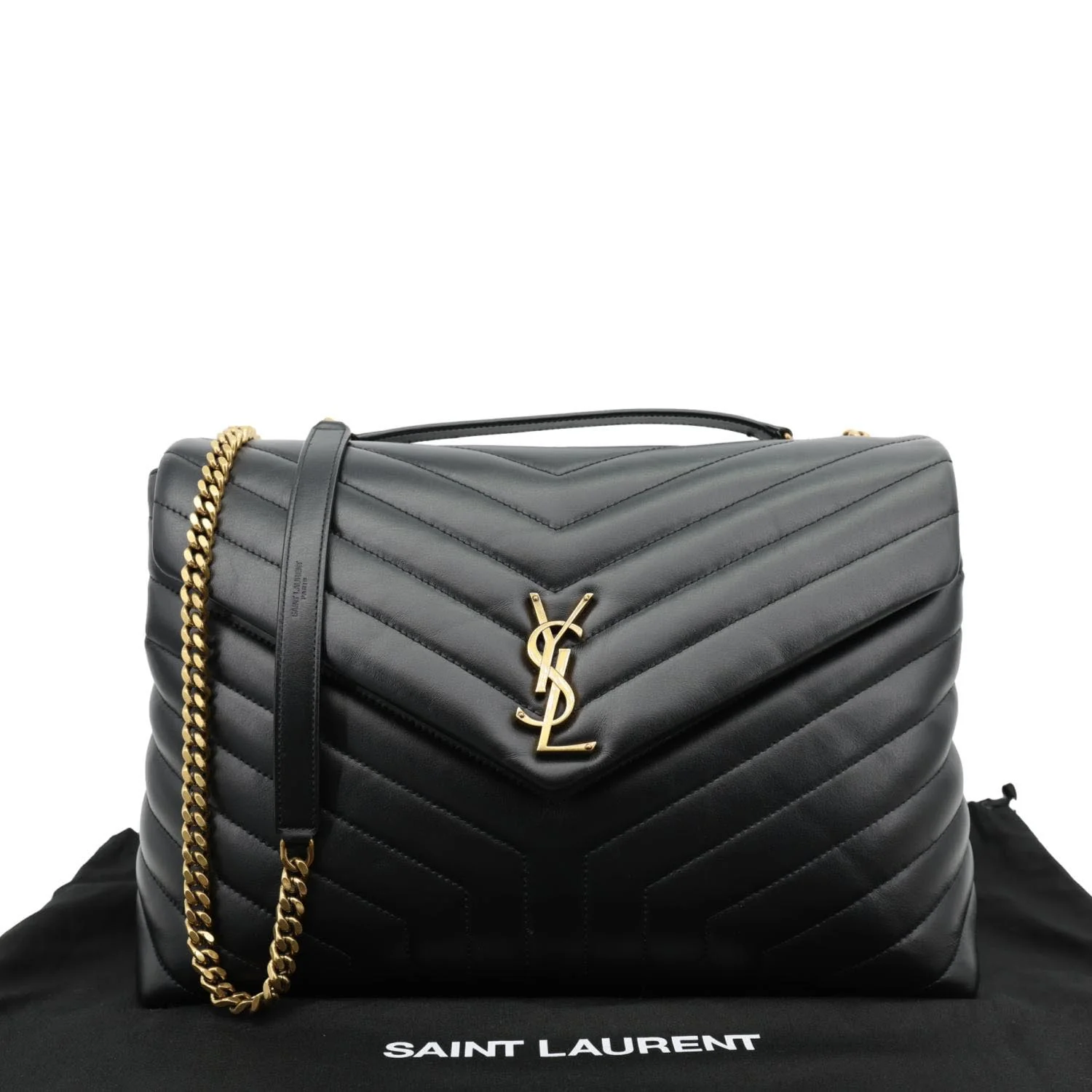 YVES SAINT LAURENT Loulou Large Quilted Leather Crossbody Bag Black - Image 3