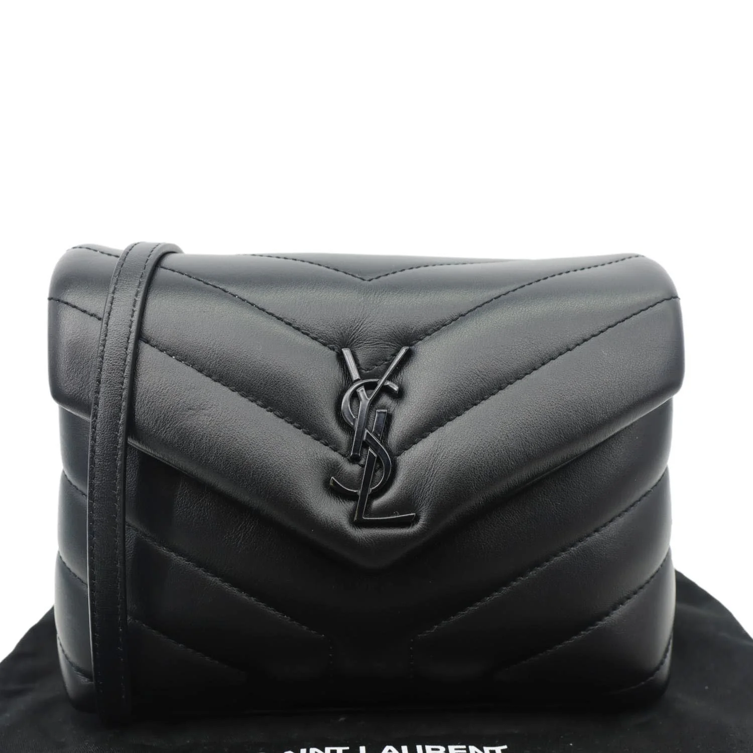 YVES SAINT LAURENT Loulou Toy Quilted Leather Crossbody Bag Black - Image 3