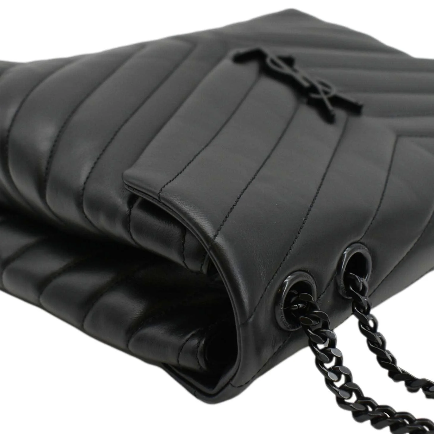 YVES SAINT LAURENT Loulou Medium Quilted Leather Crossbody Bag Black - Image 5
