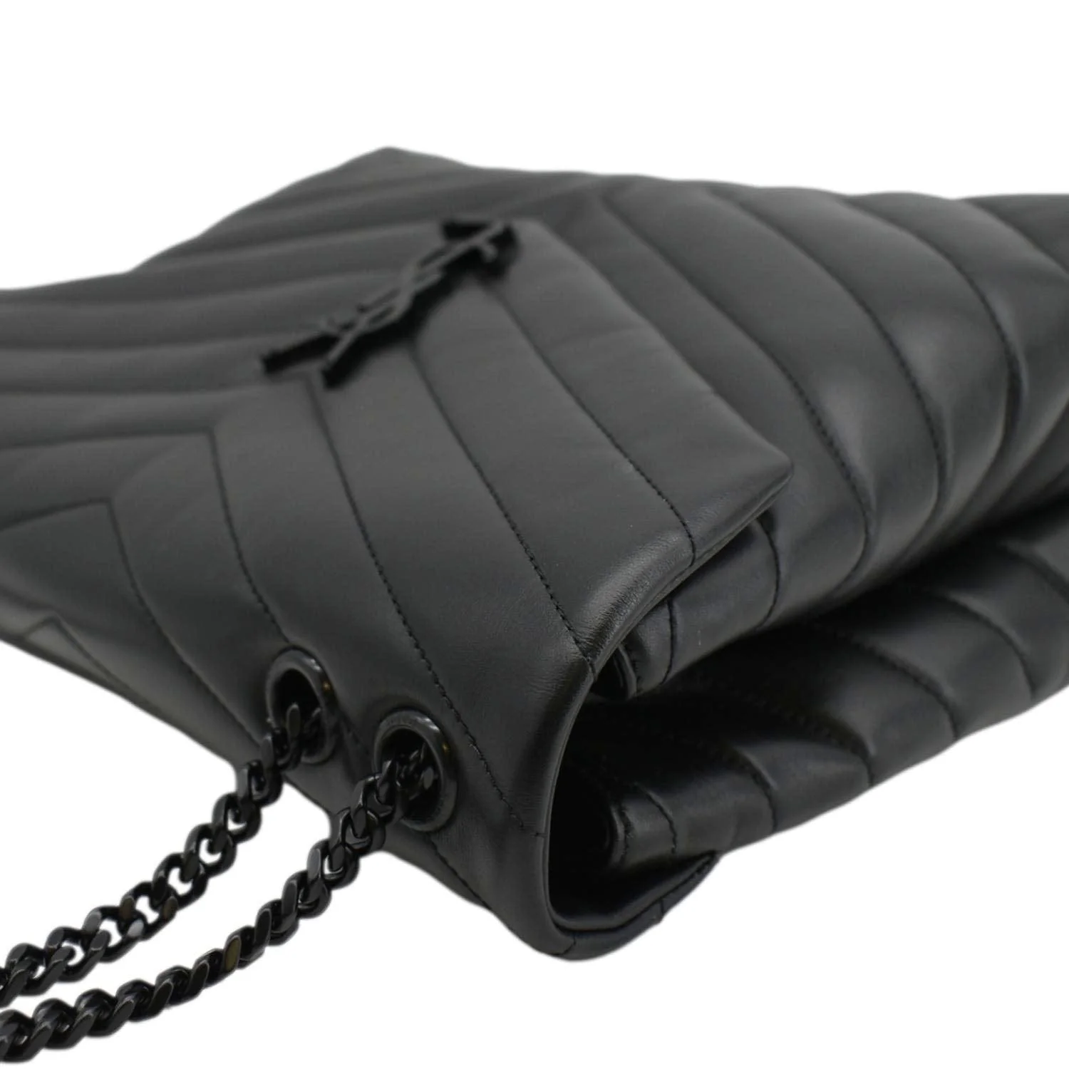 YVES SAINT LAURENT Loulou Medium Quilted Leather Crossbody Bag Black - Image 6
