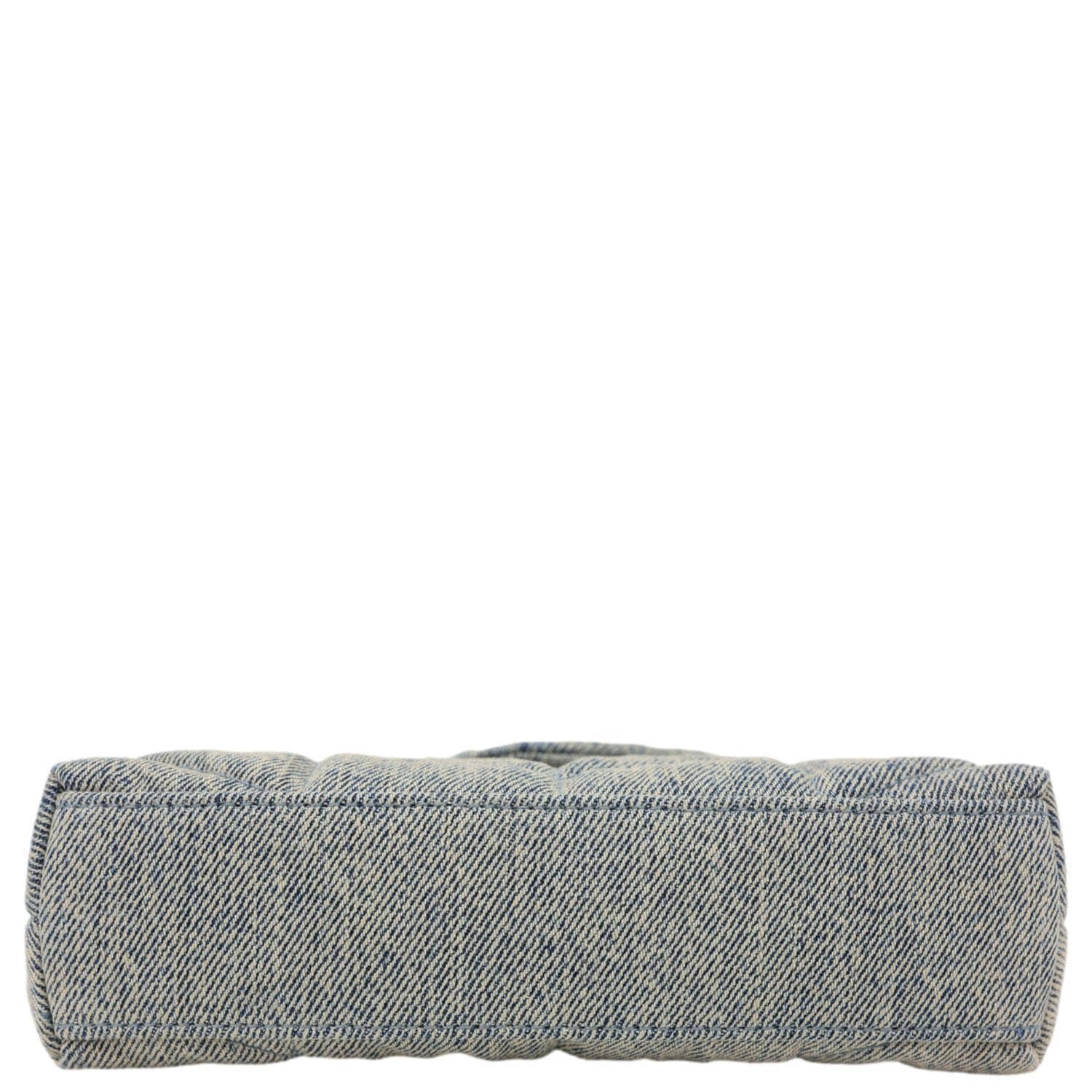 YVES SAINT LAURENT Loulou Toy Y Quilted Denim Pouch Bag Blue - Image 5