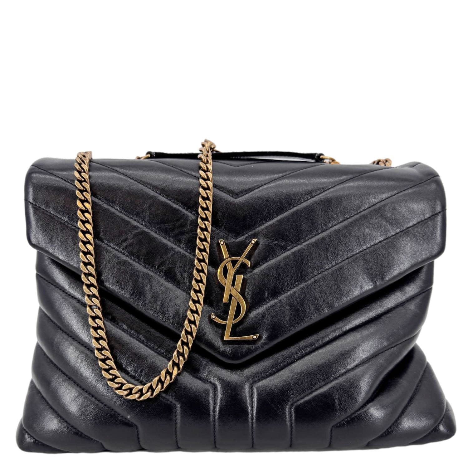 YVES SAINT LAURENT Loulou Large Matelasse Leather Chain Shoulder Bag Black