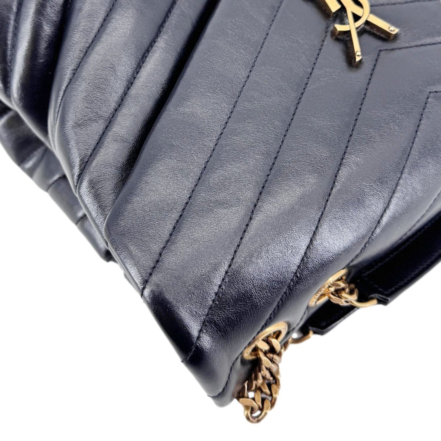 YVES SAINT LAURENT Loulou Large Matelasse Leather Chain Shoulder Bag Black - Image 7