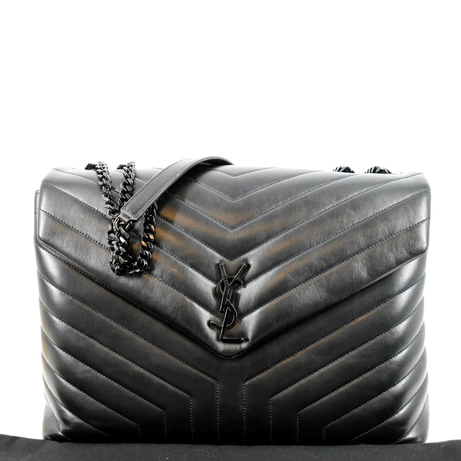 YVES SAINT LAURENT Large Loulou Matelasse Leather Chain Shoulder Bag Black - Image 3