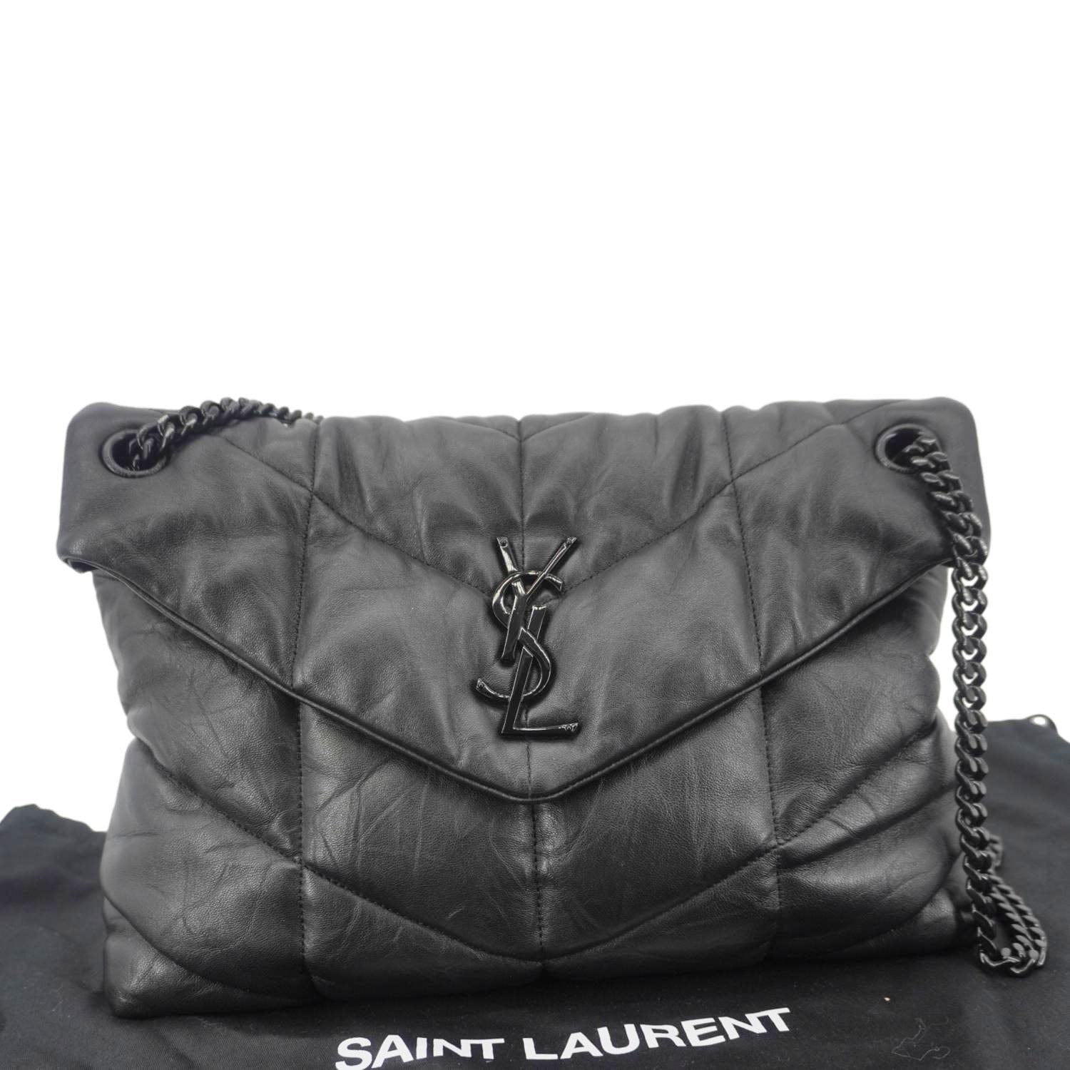 YVES SAINT LAURENT Loulou Puffer Quilted Lambskin Leather Crossbody Bag Black - Image 3