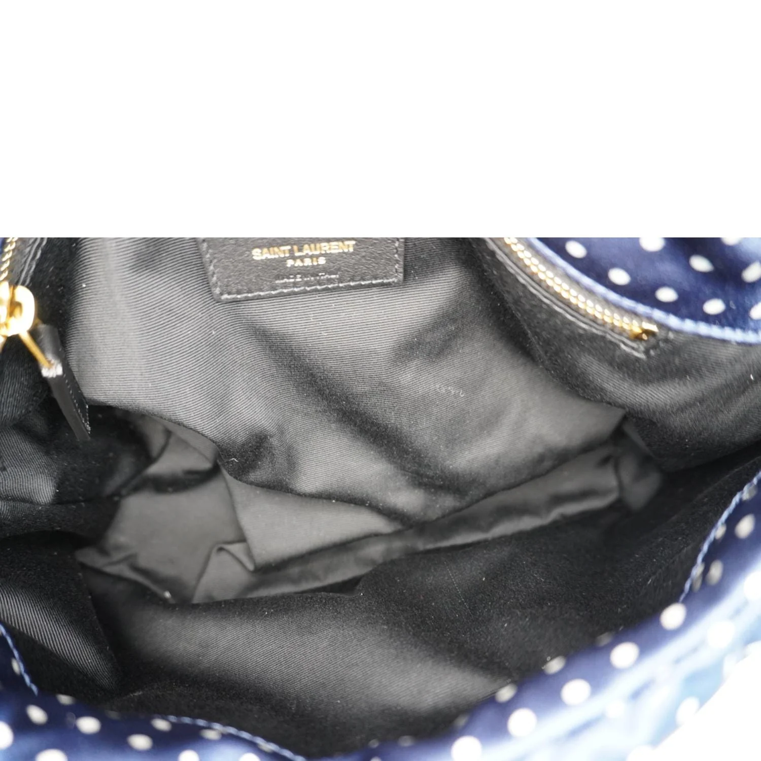 YVES SAINT LAURENT Loulou Puffer Polka Dots Canvas Crossbody Bag Blue - Image 11