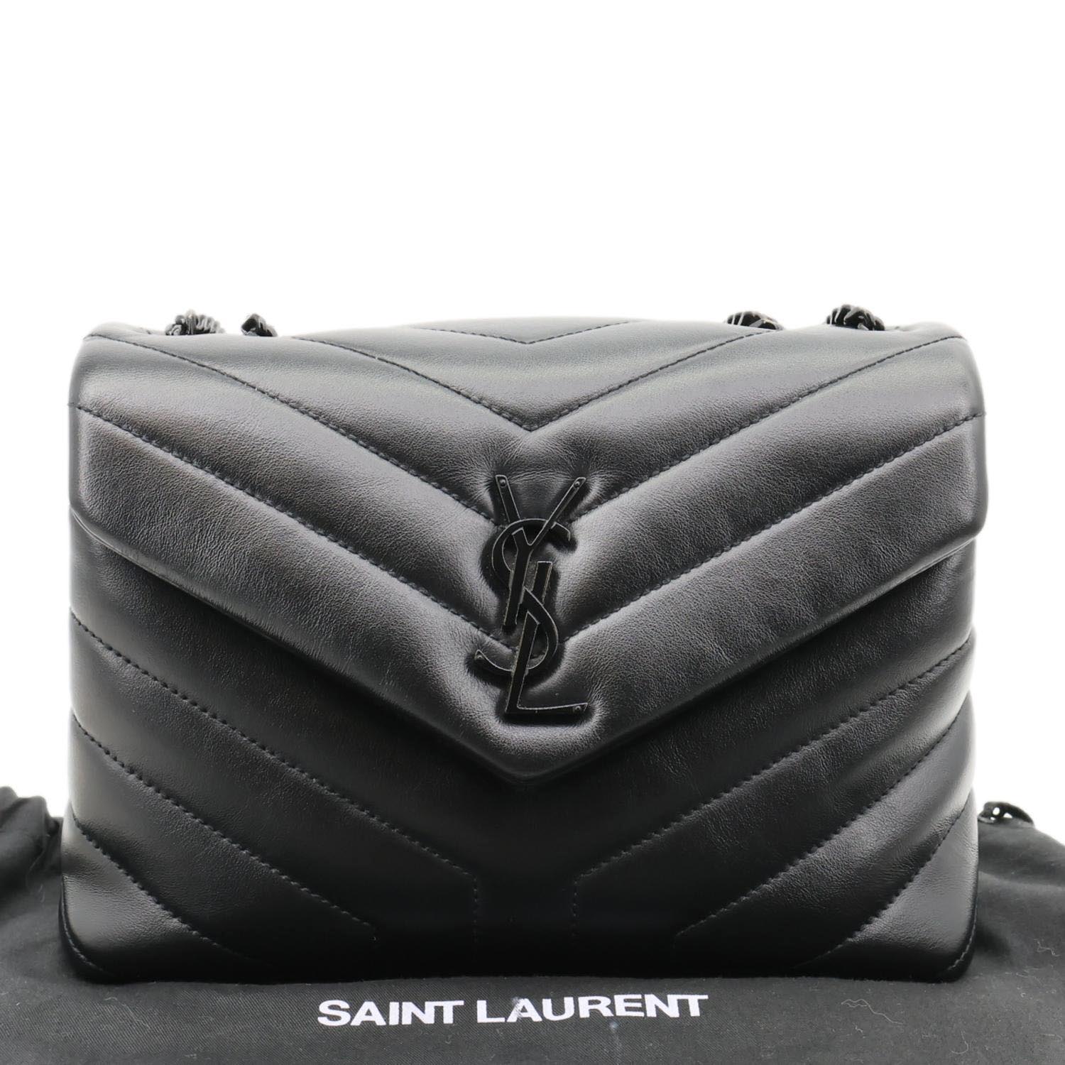 YVES SAINT LAURENT Loulou Quilted Calfskin Leather Shoulder Bag Black - Image 3
