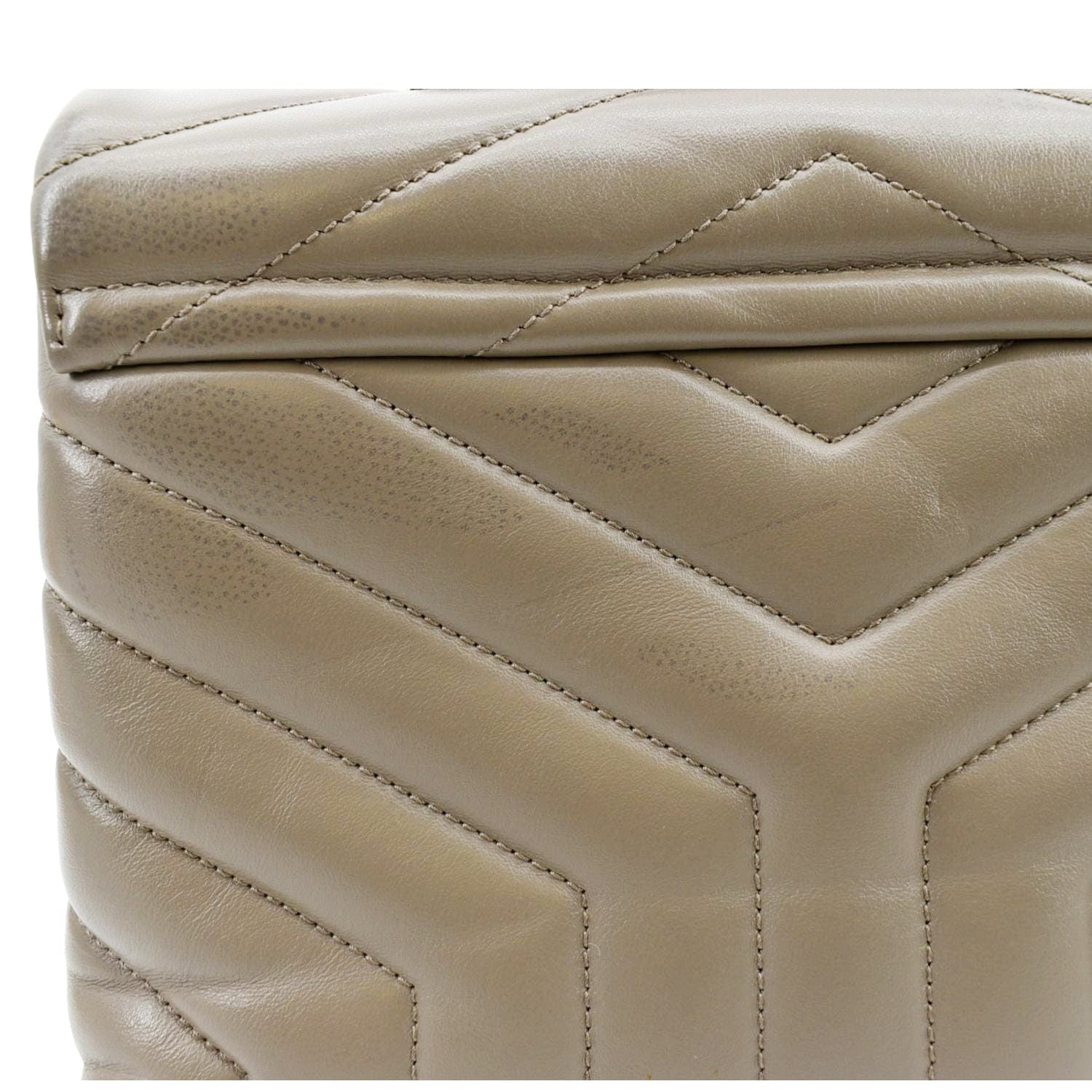 YVES SAINT LAURENT Small Loulou Quilted Leather Crossbody Bag Dark Beige - Image 10