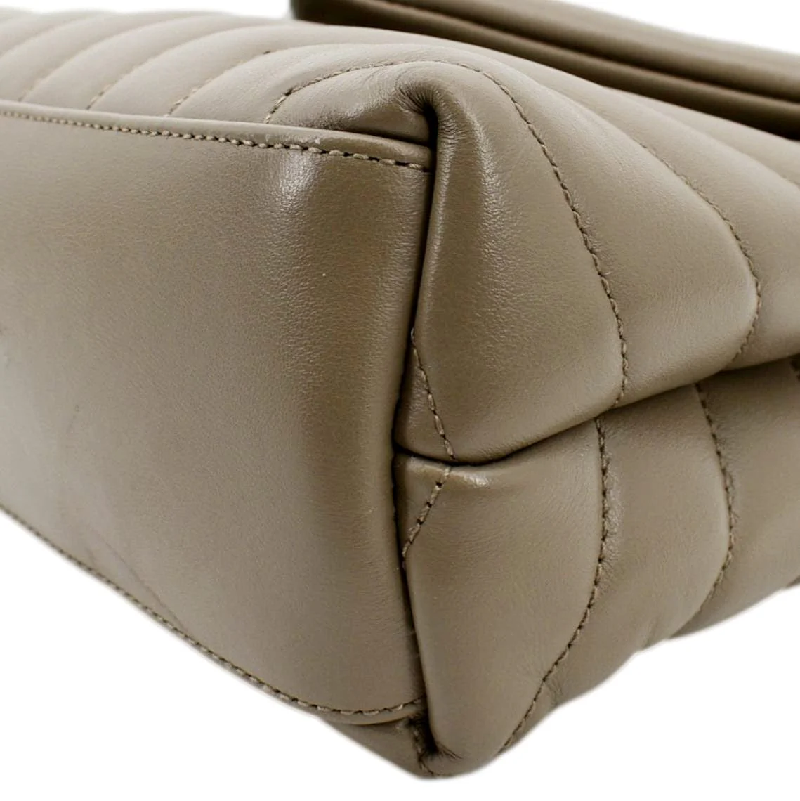 YVES SAINT LAURENT Small Loulou Quilted Leather Crossbody Bag Dark Beige - Image 8